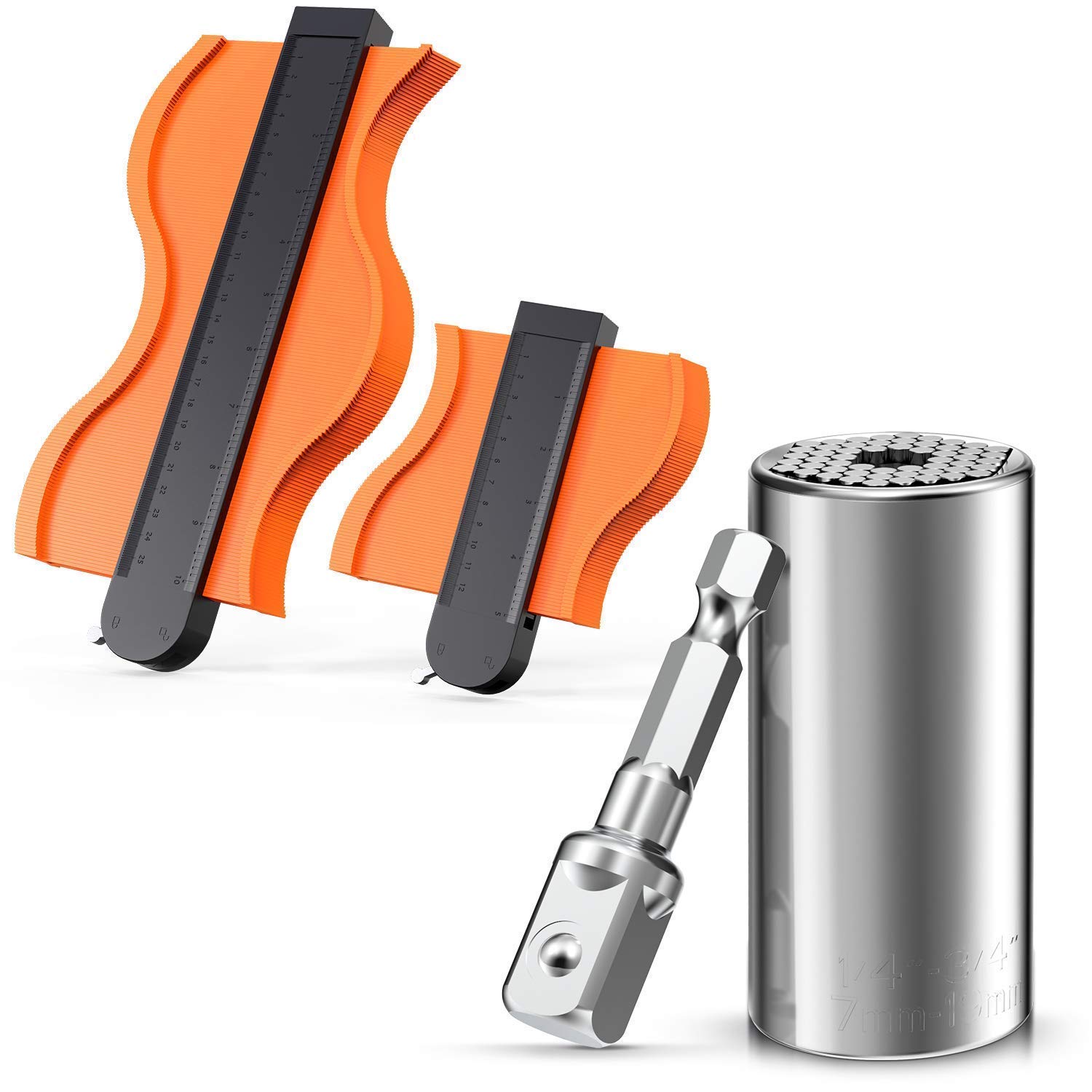 EFFECTEER Universal Socket Bundle - Self-Adjusting, Flexible Design, 2 Sizes of Contour Gauges, High-Precision Data, Premium Quality Material