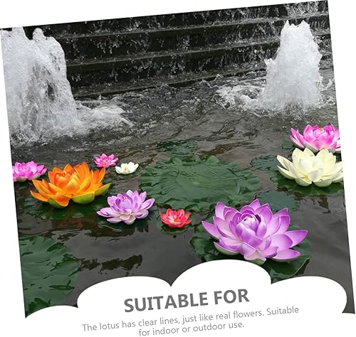 Miniatura 6 de Yardwe 4 piezas de decoración de lirio de agua de simulación, mini decoración de flores de imitación para pecera, adornos flotantes de loto para