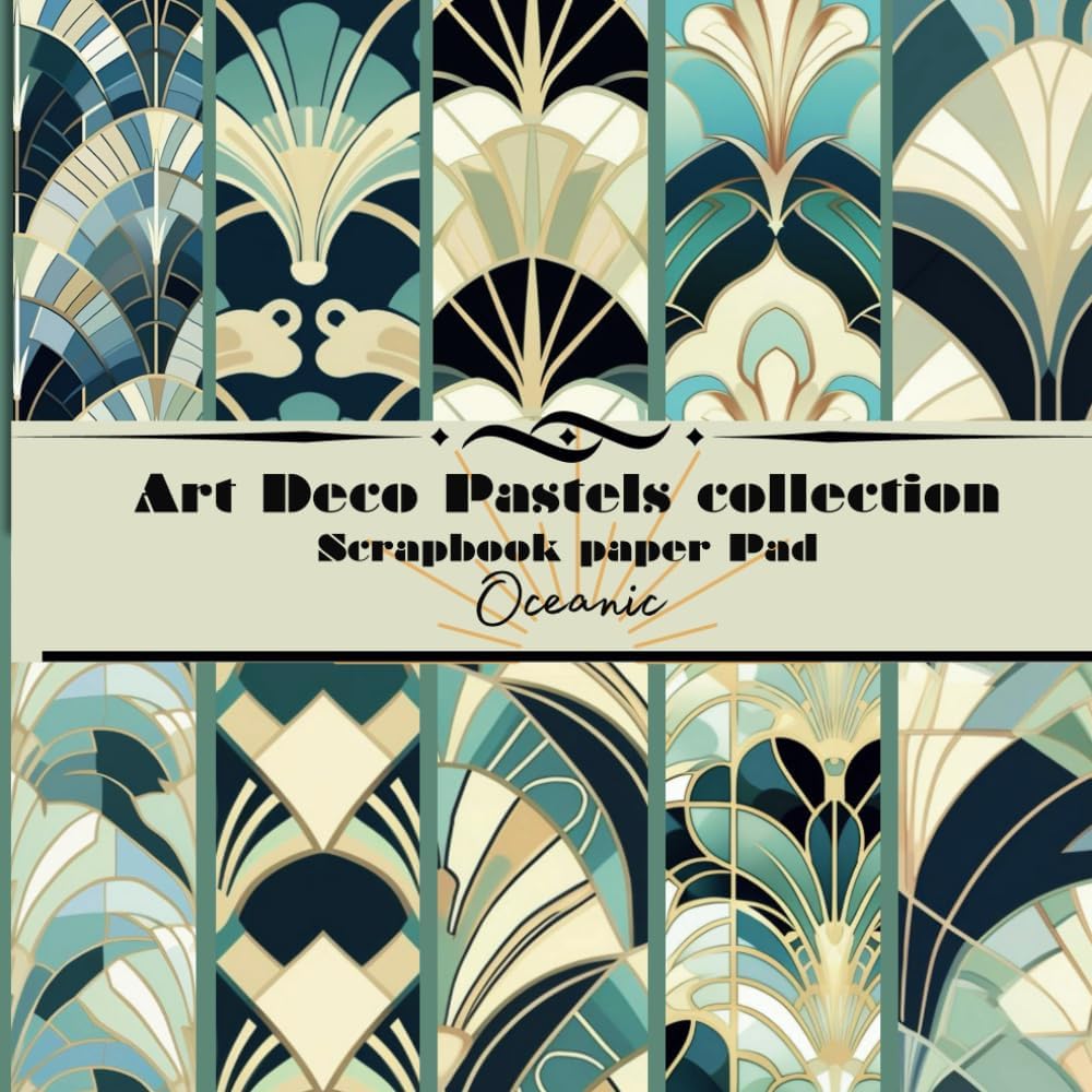 Scrapbook Paper Art Deco Pastels Collection, Oceanic: Double sided Scrapbook Paper for card making, Origami, Dolls house wallpaper and paper crafts project