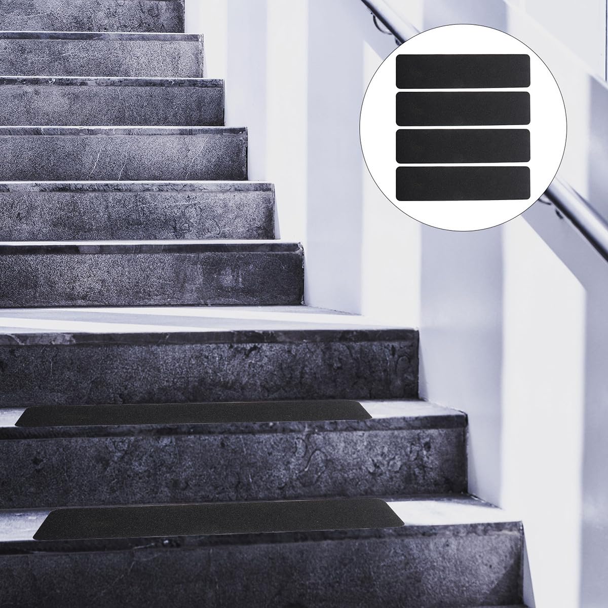 Beavorty Lot de 4 Bandes Antidérapantes en Pvc Noir pour Escaliers Intérieurs et Surfaces Décoratives, Adhésif Imperméable et Anti-âge pour Sécurité Renforcée