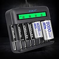 Vista 3 de Tenberly Cargador de batería universal AA AAA C D con 4 baterías recargables de tamaño C de 4000 mAh