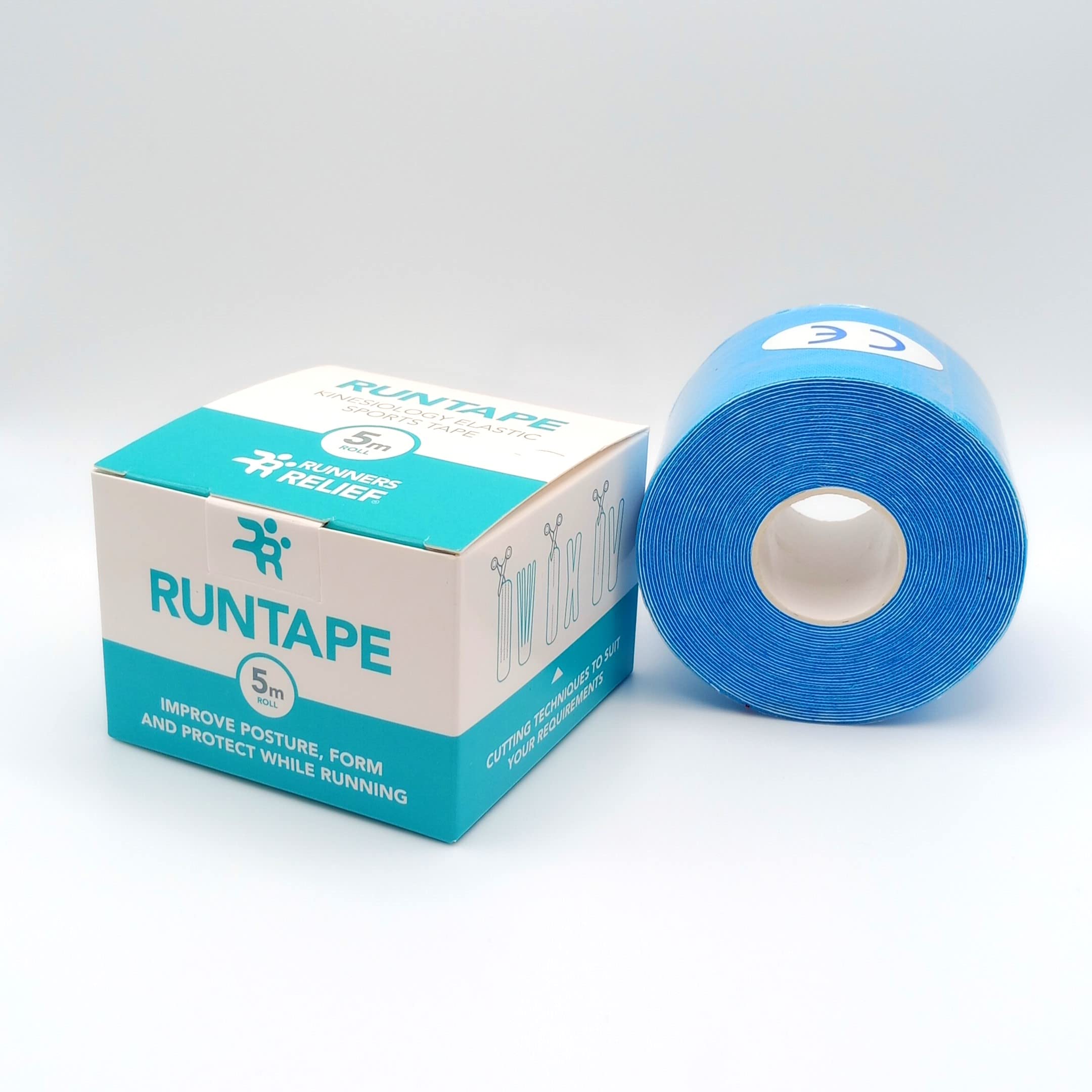 RUNTAPE Kinesiology Tape - 5cm x 5m, Waterproof, Blue, Elastic, Multi-Sport