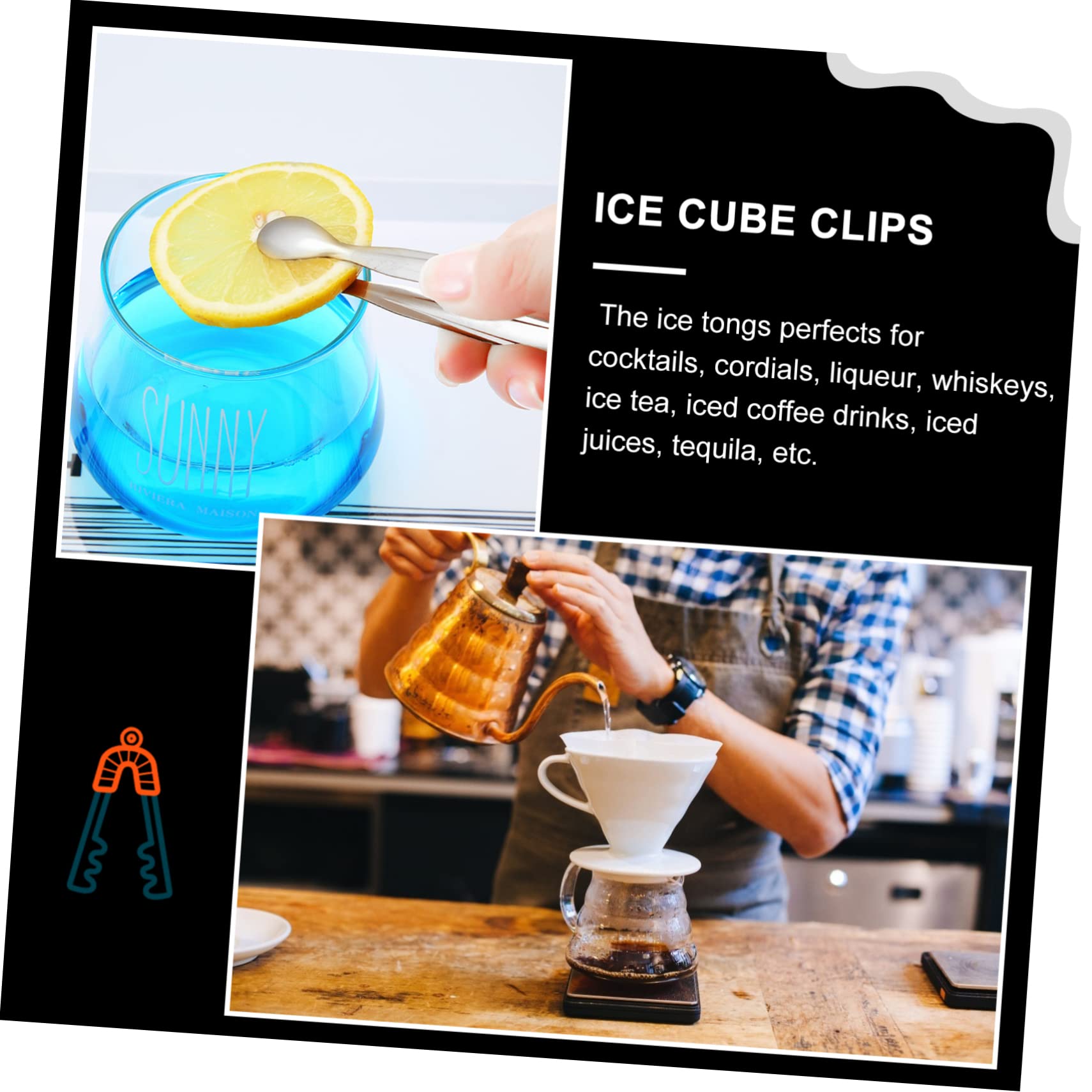 OUNONA 8Pcs Stainless Steel Tongs Versatile Food Tongs for Ice Cubes Sugar Cubes Fruits More Skid Heat Resistant Lightweight Kitchen Gadget