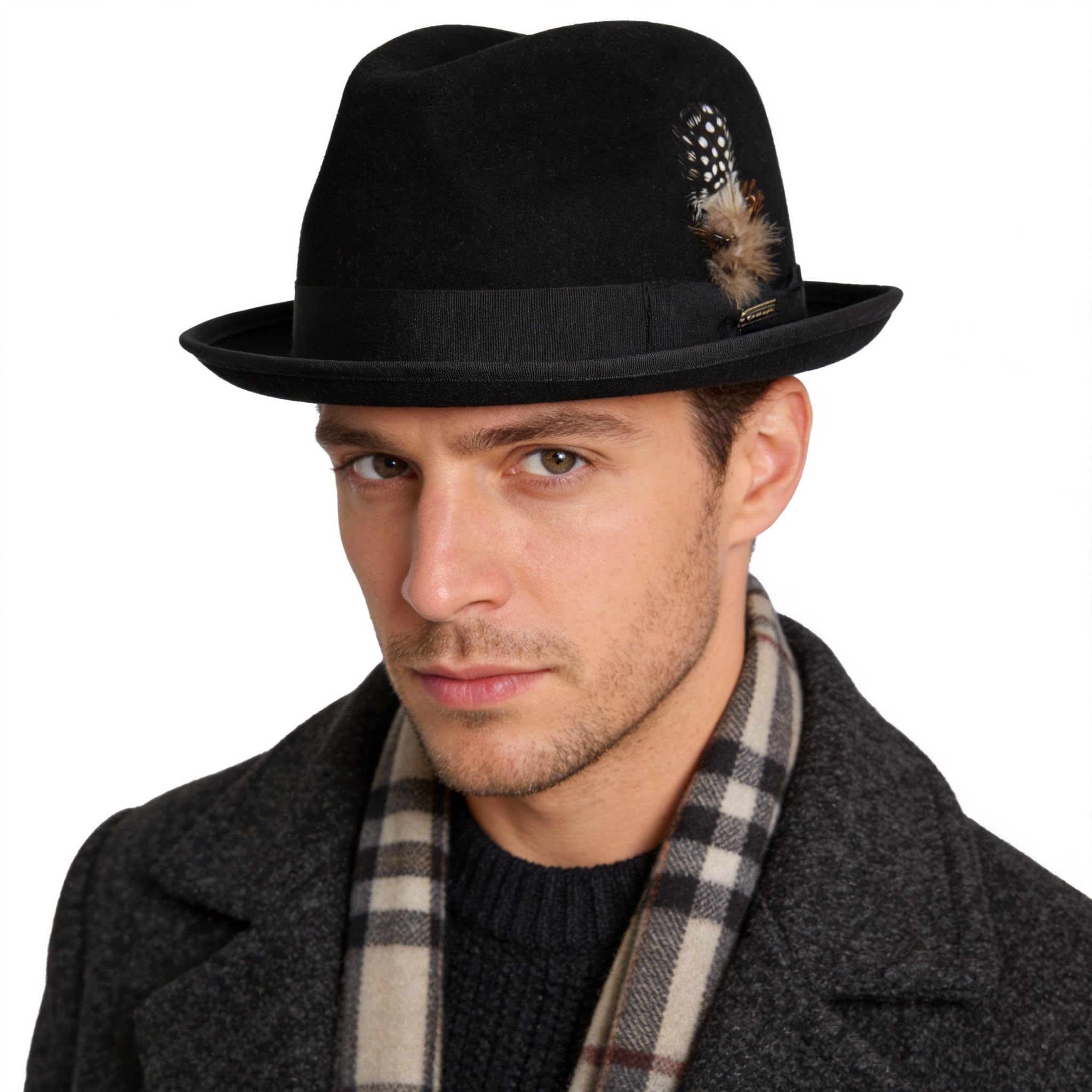 Ruphedy Fedora Cappelli per Uomo Donna Lana Tesa Larga Feltro Panama Fedora Hat