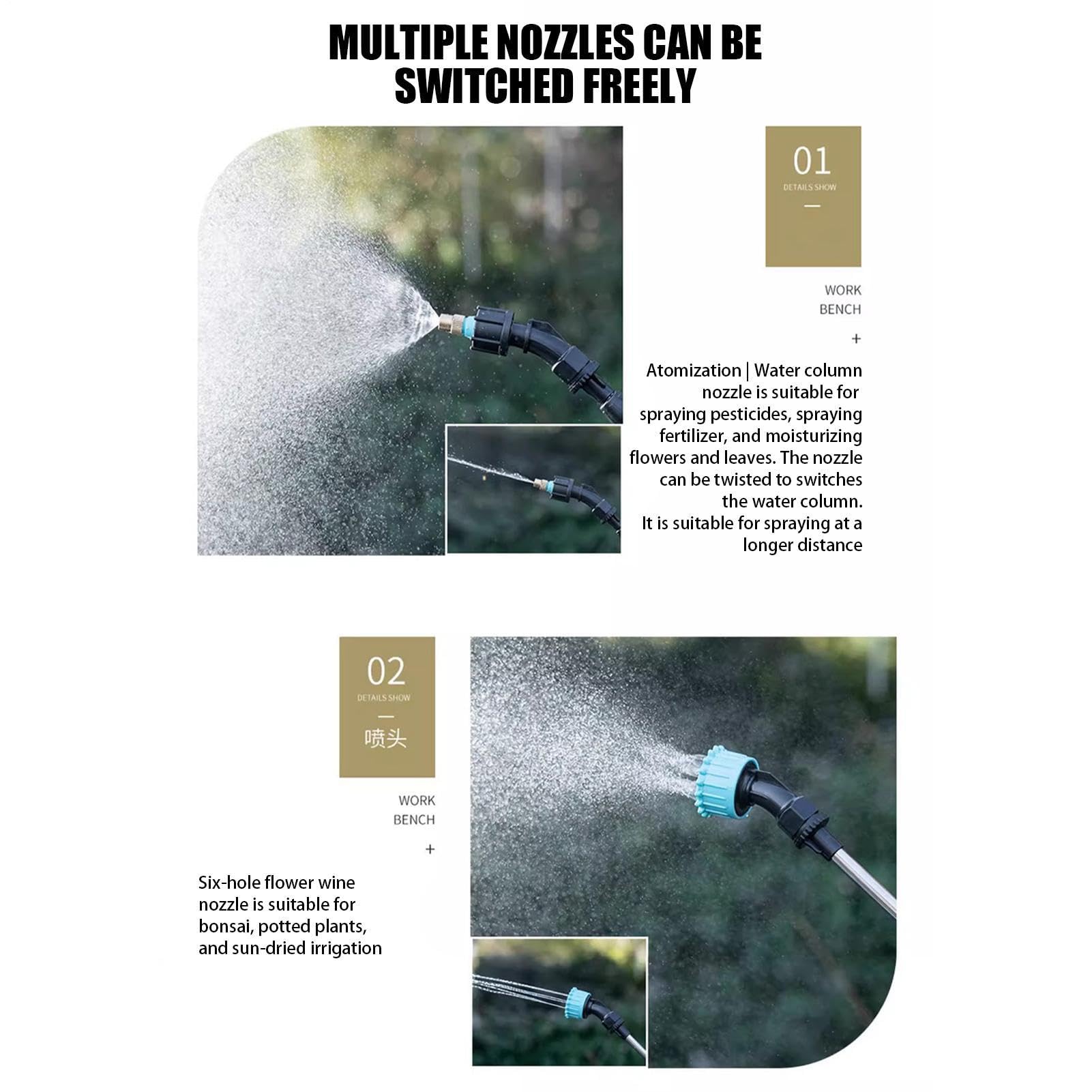 Elektryczny Opryskiwacz Ogrodowy Akumulatorowy Zamgławiacz, 3 Dysze