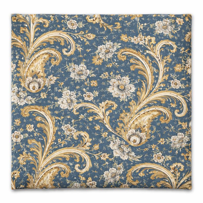 Image of Fitted Sheet Blue Paisley Floral Print Fitted Bedsheet | Glace Cotton 140 TC | Single Size (36x75 inch) with 2 Pillow Covers (18x28 inch) | Deep Pocket up to 10 Inches - Soft & Comfortable