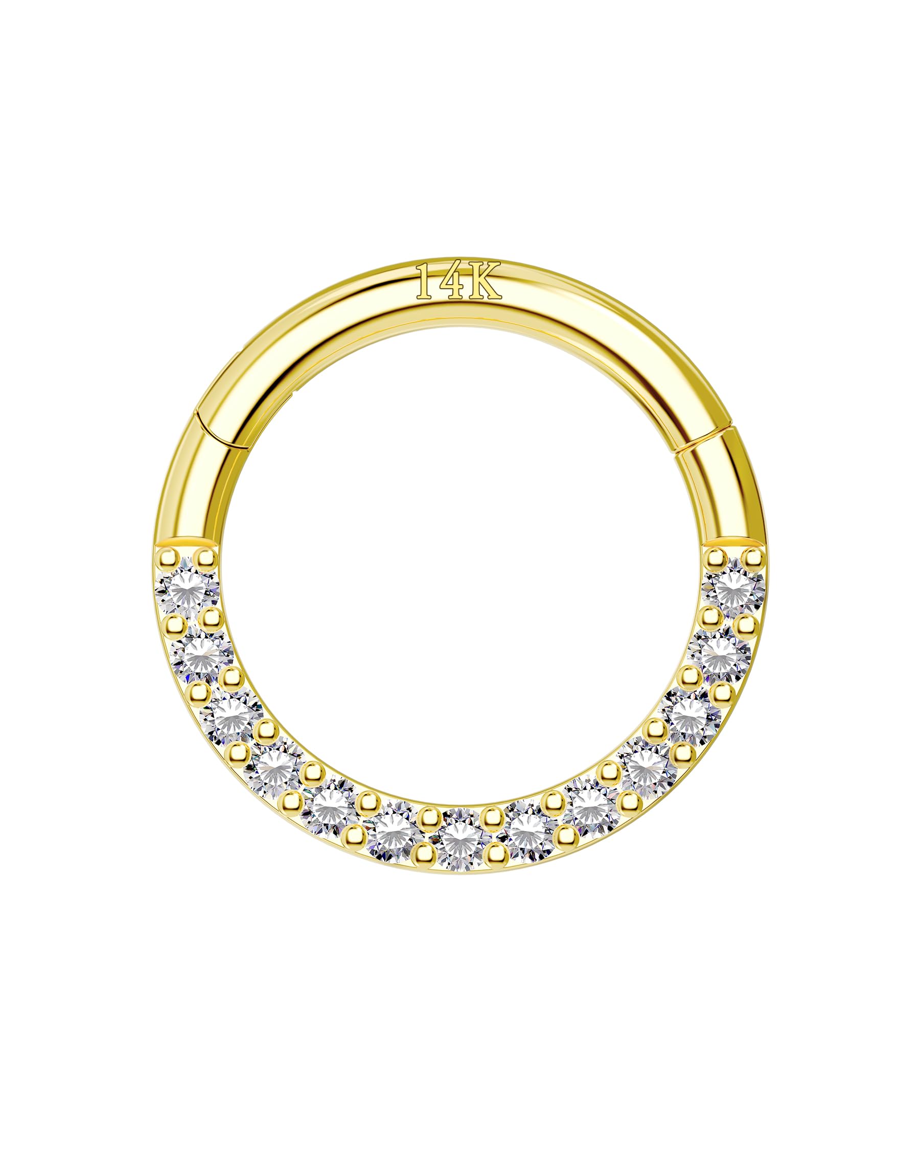 16G 14K Solid Gold Hinged Clicker Segment Ring Lip Nose Hoop Helix Daith Tragus Septum Cartilage Earring-image-15