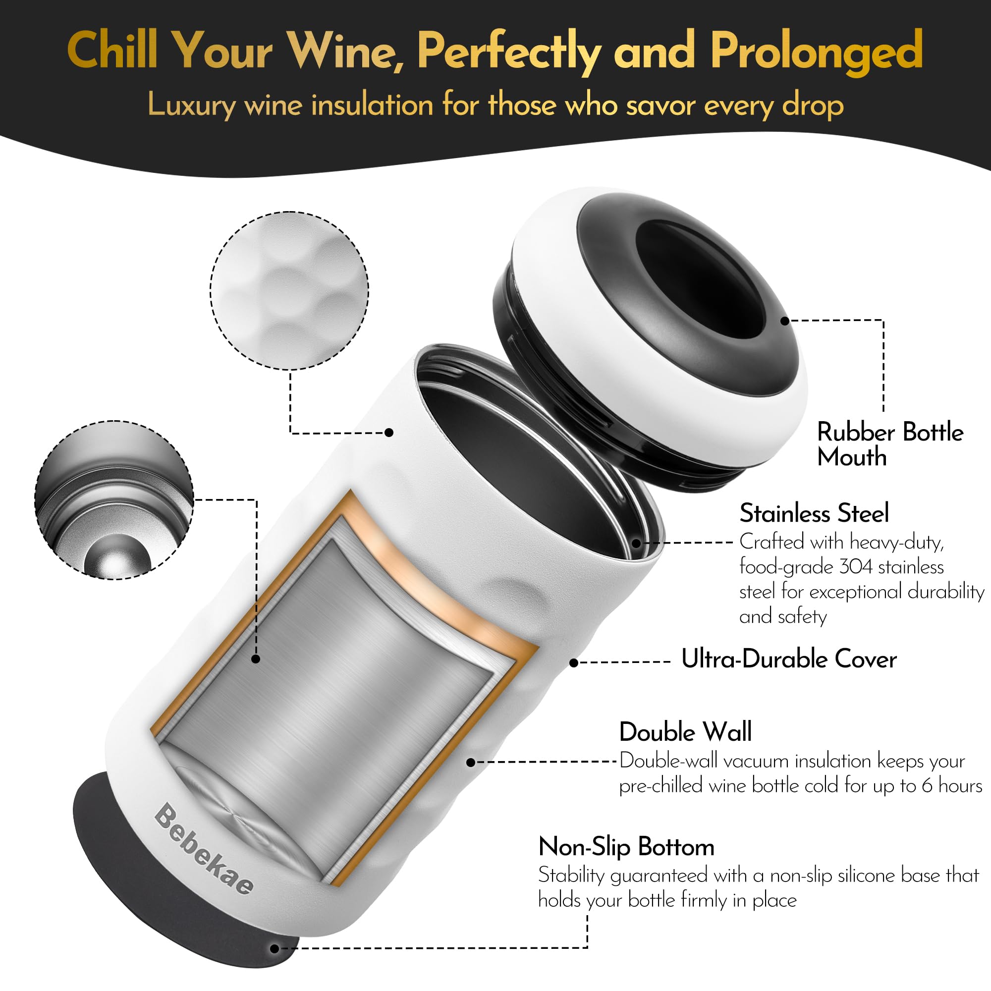 Wine Chiller, Wine Bottle Chiller, Keeps Wine Cold 6+ Hours, 750ml — Amazon image 3