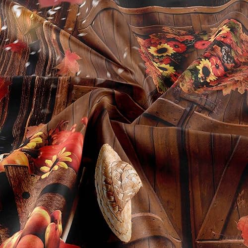 Miniatura 7 de Cortina de ducha de espantapájaros de otoño, cosecha de calabaza, Acción de Gracias, heno de granja, cortinas de baño para el hogar, juego de