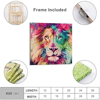 Amazon.co.jp: アートパネル 水彩画 ライオン カラフル アート
