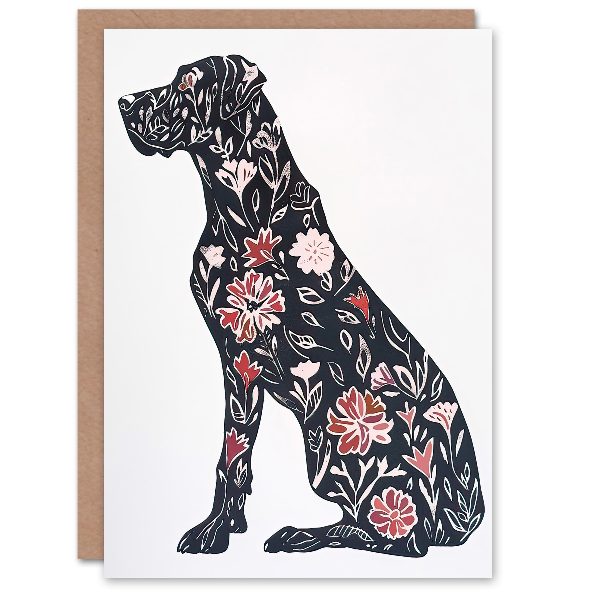 Artery8 Greeting Card Elegant Flower Pattern Great Dane Dog Lover For Her Woman Birthday Card