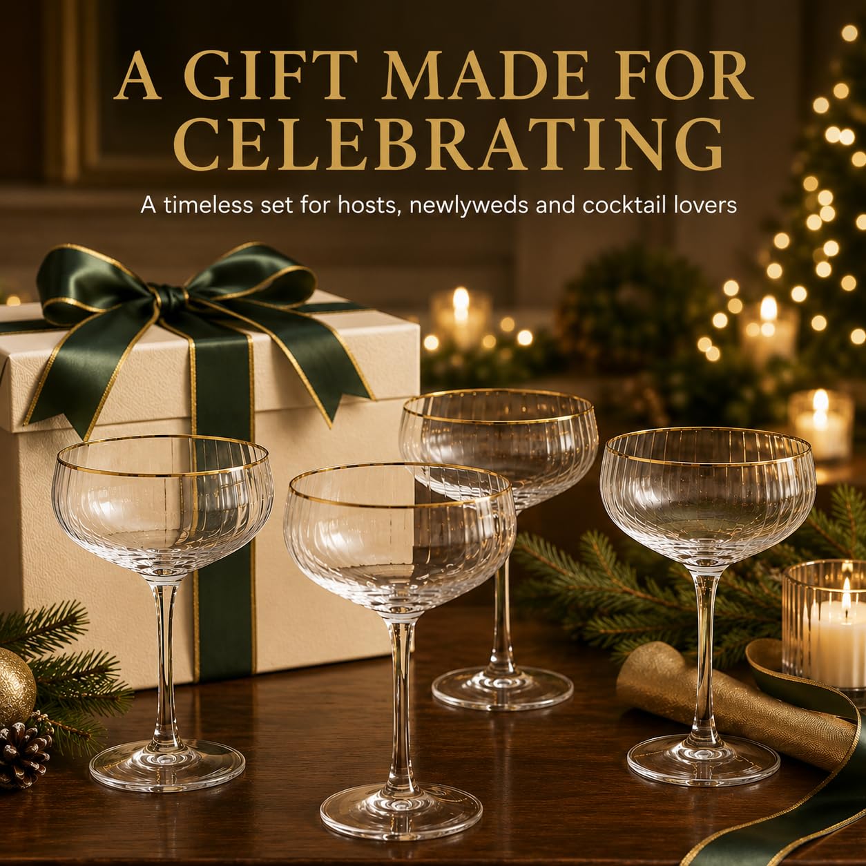 Elegant Coupe Cocktail Glasses - Set of 4 -2 Elegant Coupe Cocktail Glasses - Set of 4 -2