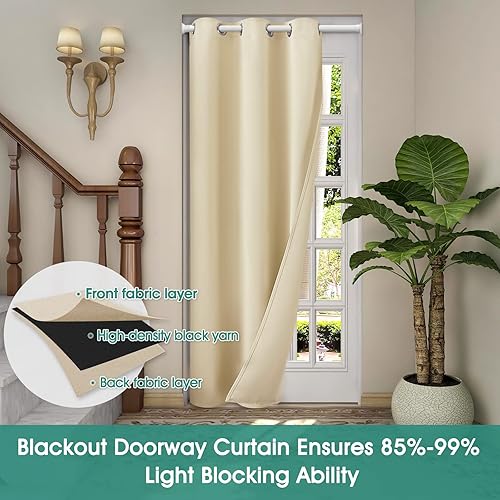 Miniatura 90 de HOMEIDEAS Cortinas de puerta para privacidad de puerta, cortina opaca para puerta de armario para dormitorio, cortinas con aislamiento con lazo