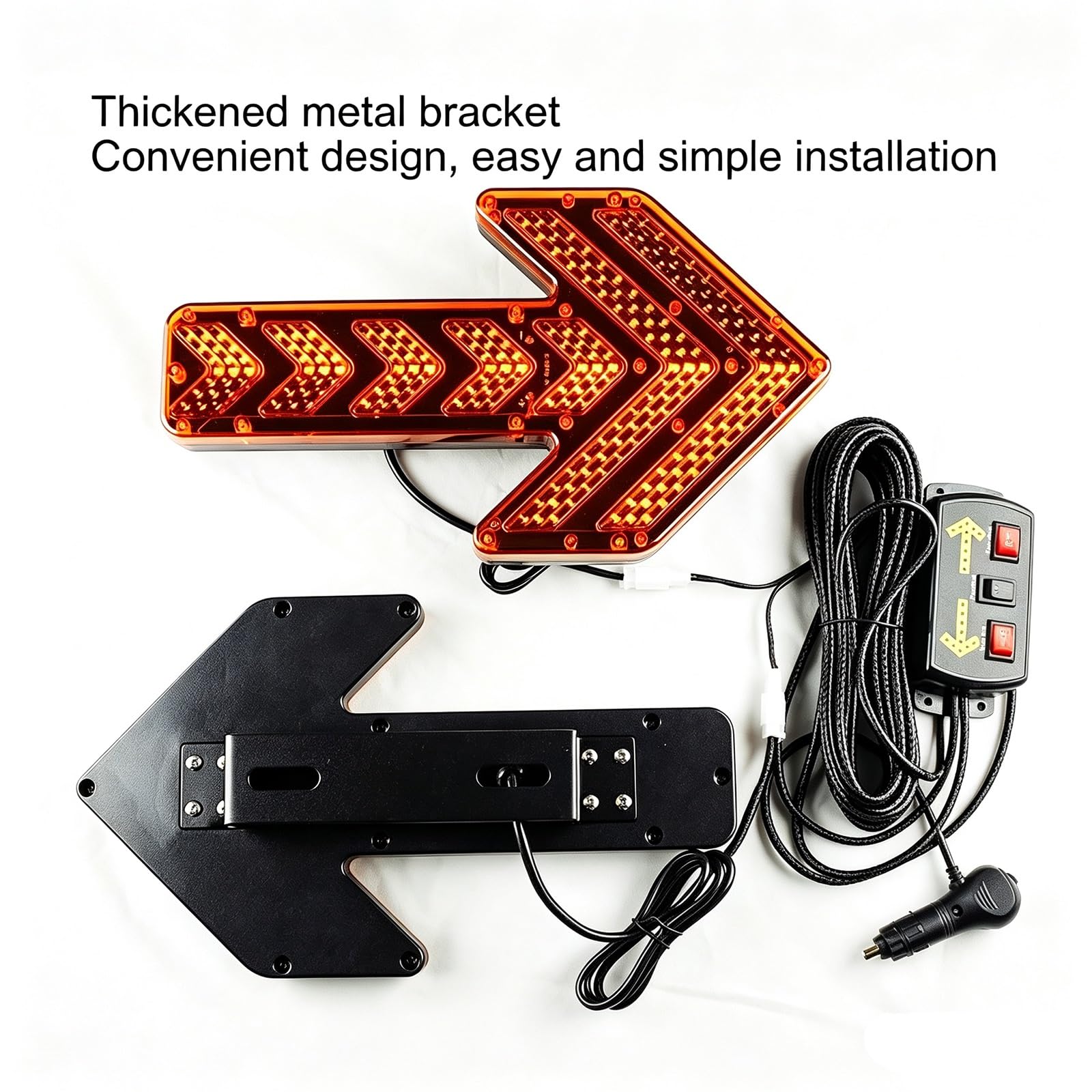 Led-Verkehrsleitsystem Arrow Stick, Extrem Helles, Blinkendes Warnlicht | Hochbelastbare Doppelschichtige Pc-Pfeilschilder Links/Rechts FüR Wasser & Feuerwehrfahrzeuge Inklusive Halterungen(Yellow)