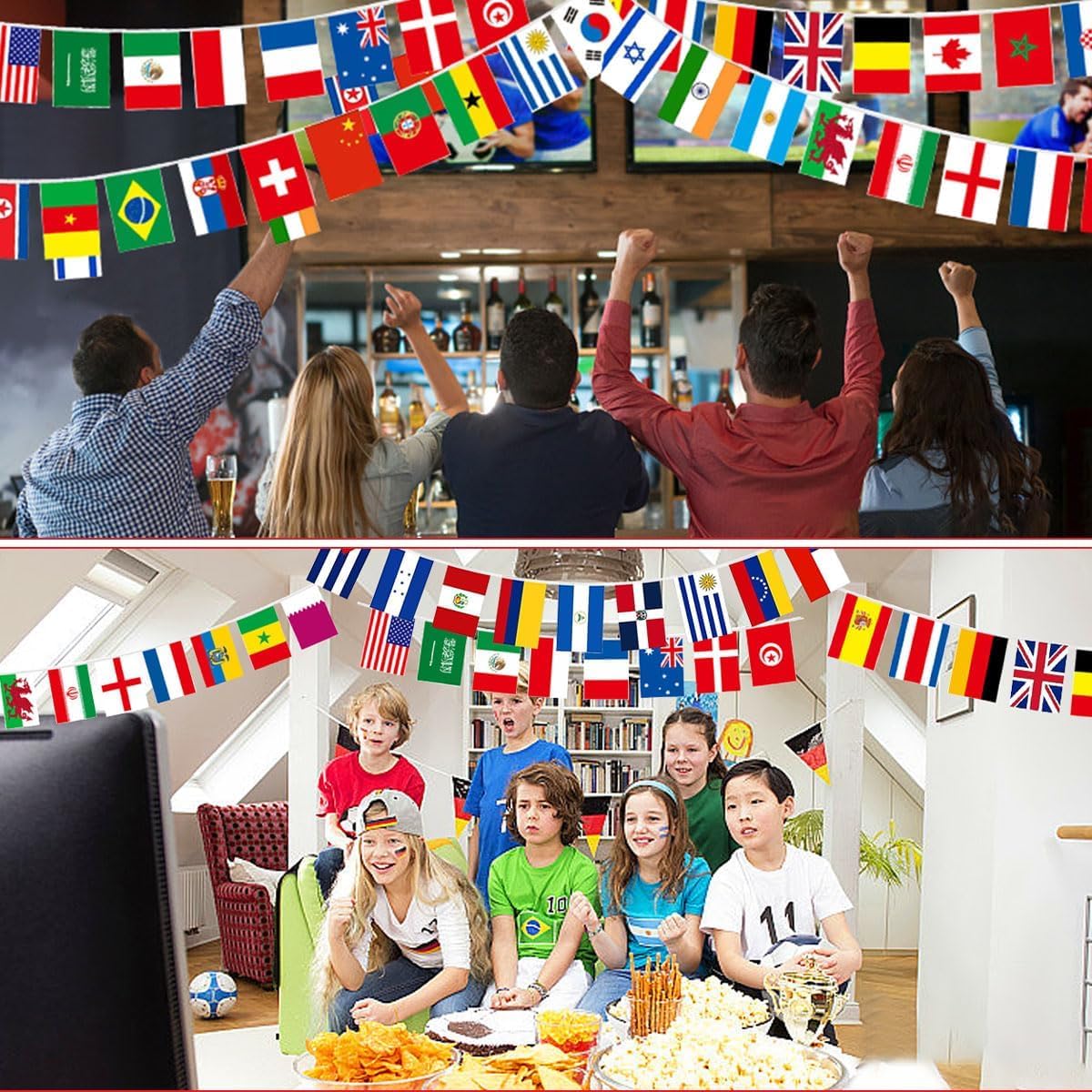 100 Países Banderas del Mundo, 30M Banderines de Países Diferentes de 14 x 21 cm, Guirnalda Banderas del Mundo para Bar, Fiesta, Eventos Internacionales y Celebración Decoraciones