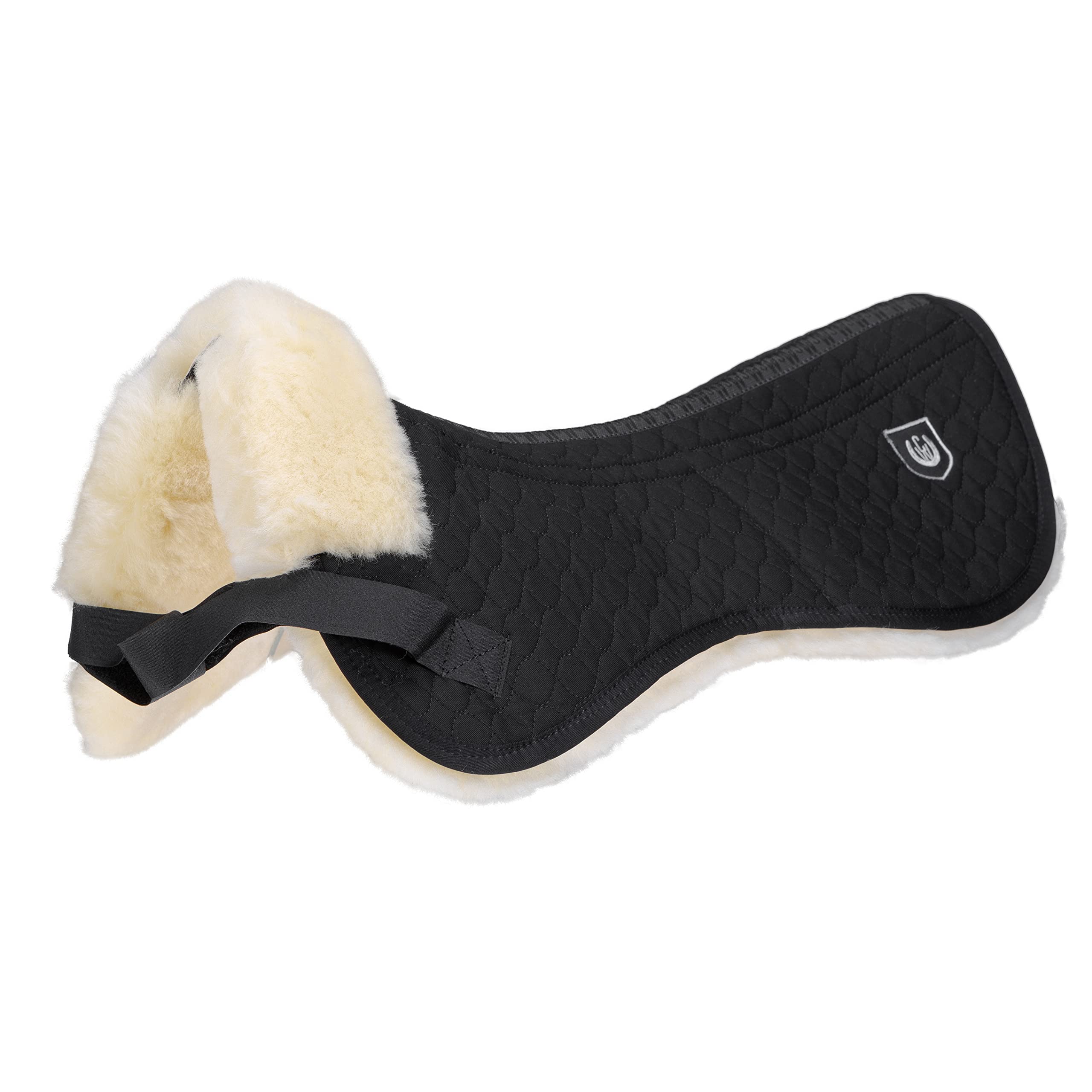 Werner Christ Horse Saddle Pad Ultra, Made of Real Sheepskin in Black Natural Size Full