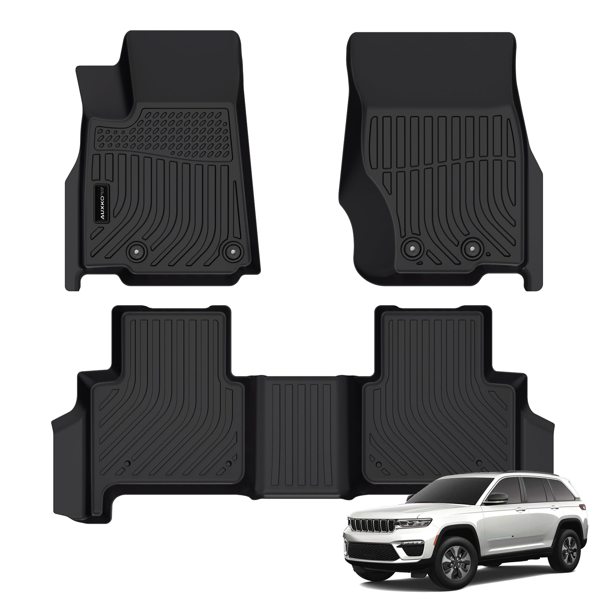 Auxko All Weather Floor Mats Fit for Jeep Grand Cherokee(Not WK or L) 2022-2024 TPE Rubber Liners All Season Guard Odorless Anti-Slip Floor Mats