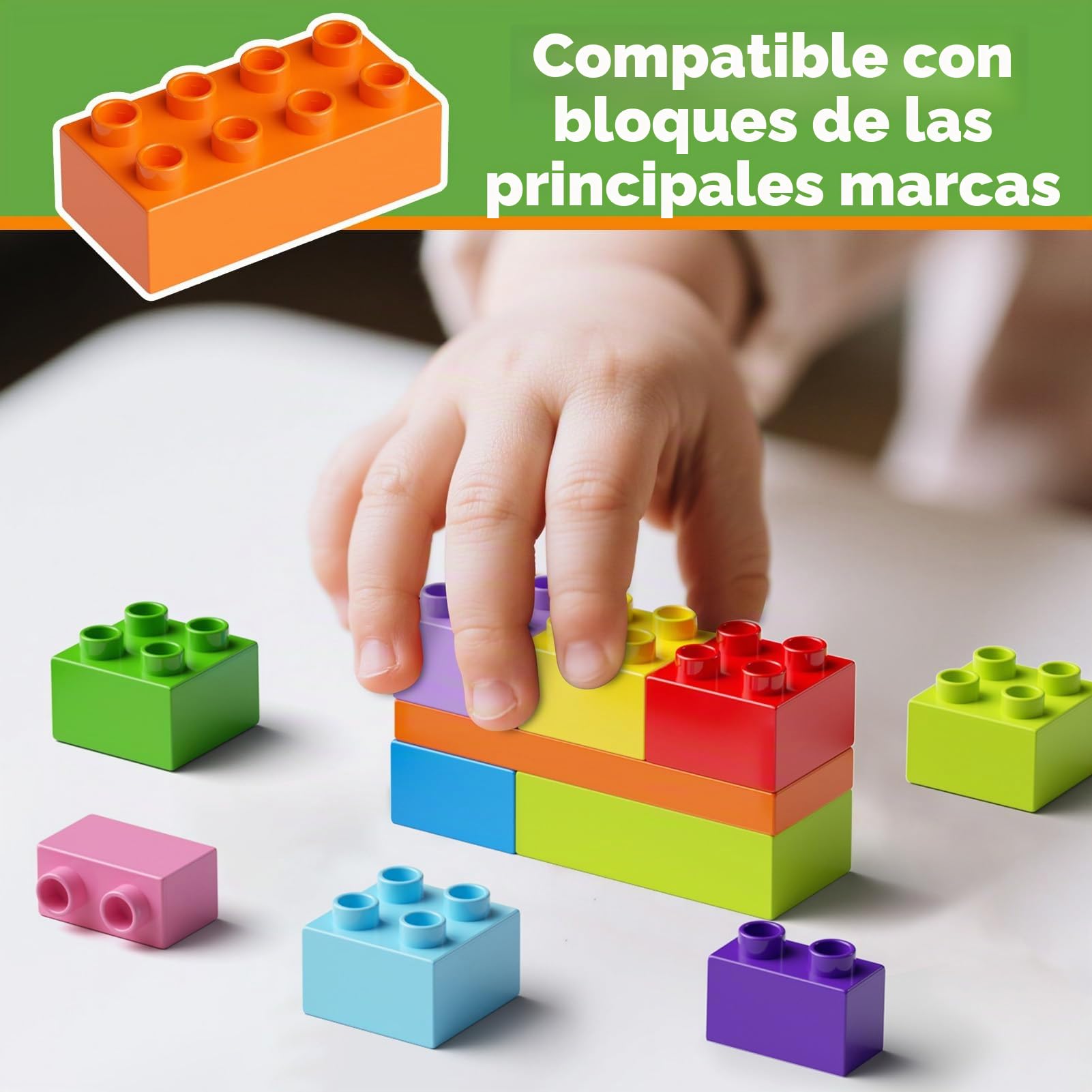 97 piezas grandes bloque de construcción, bloques clásicos en 12 colores y 8 formas, creativos compatibles con, juguetes de construcción con caja