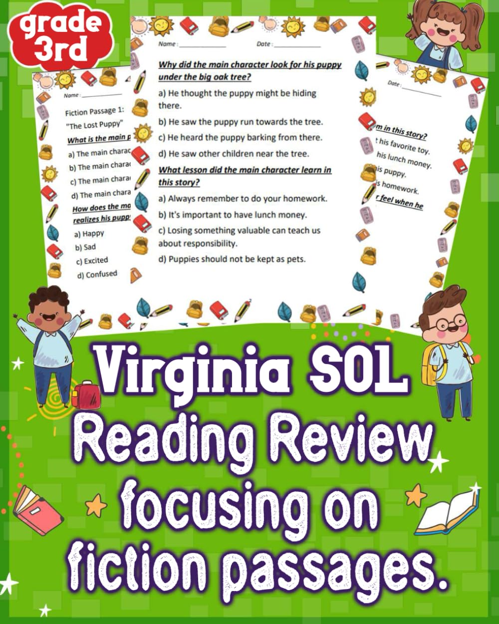 Virginia SOL Reading Review Focusing on Fiction Passages For Grade 3rd: Enhance Grade 3 reading skills with a comprehensive review of Virginia SOL ... effective strategies and boost comprehension.