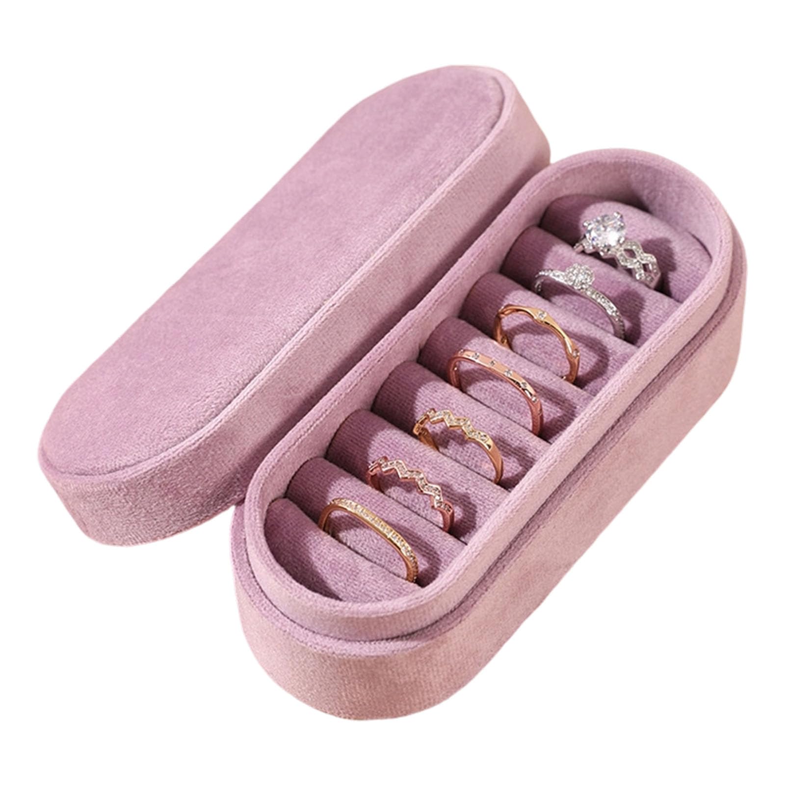 ZBIianxer Color Optional Velvety Hard Shell Jewelry Storage Box with Secure Dividers for Organized Necklace Keeping Crush Jewelry Container