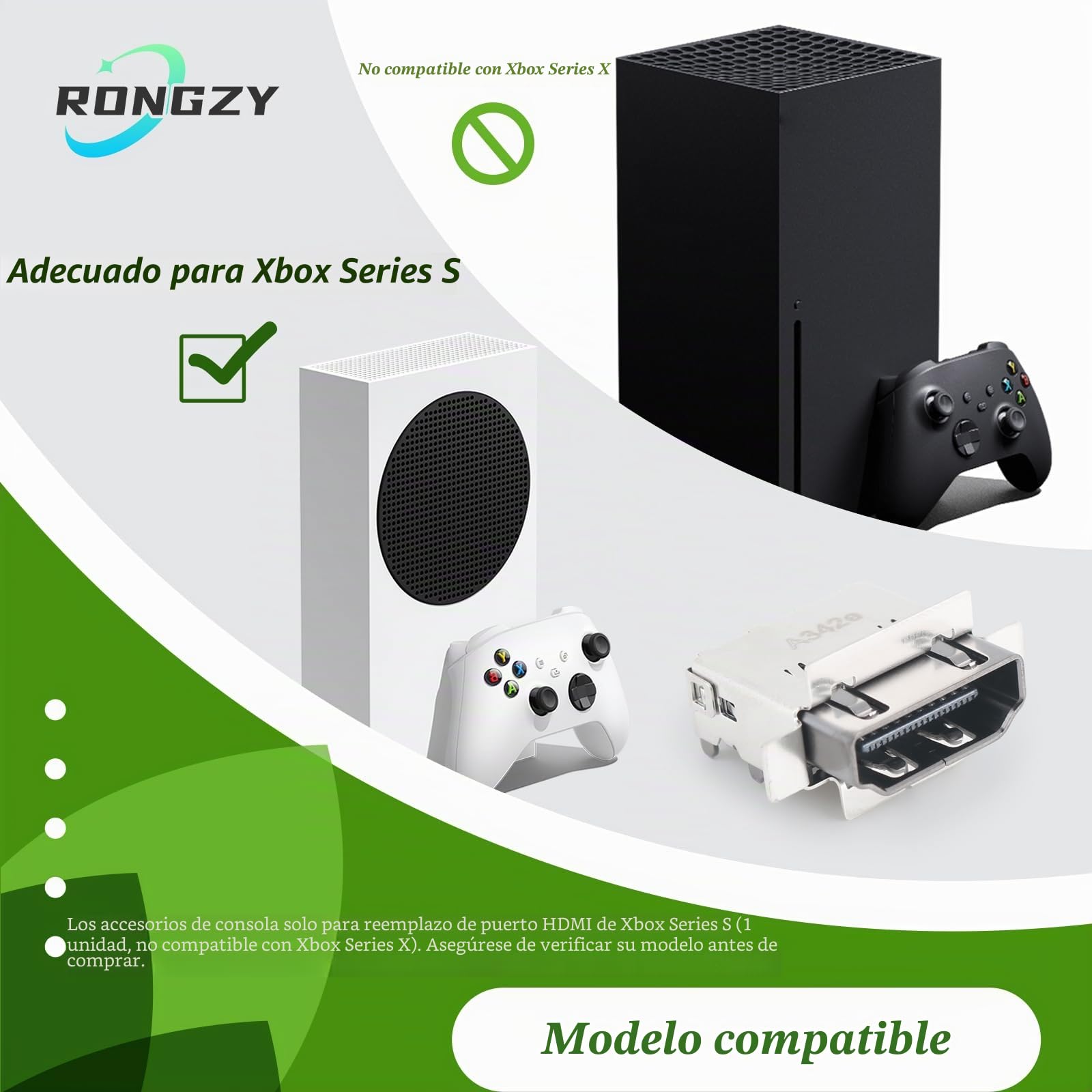 RongZy Para Xbox Series S HDMI Puerto para XSS Series S HDMI Port Conector de Interfaz del Puerto Accesorios Repuesto con Herramientas de Reparación Paratur