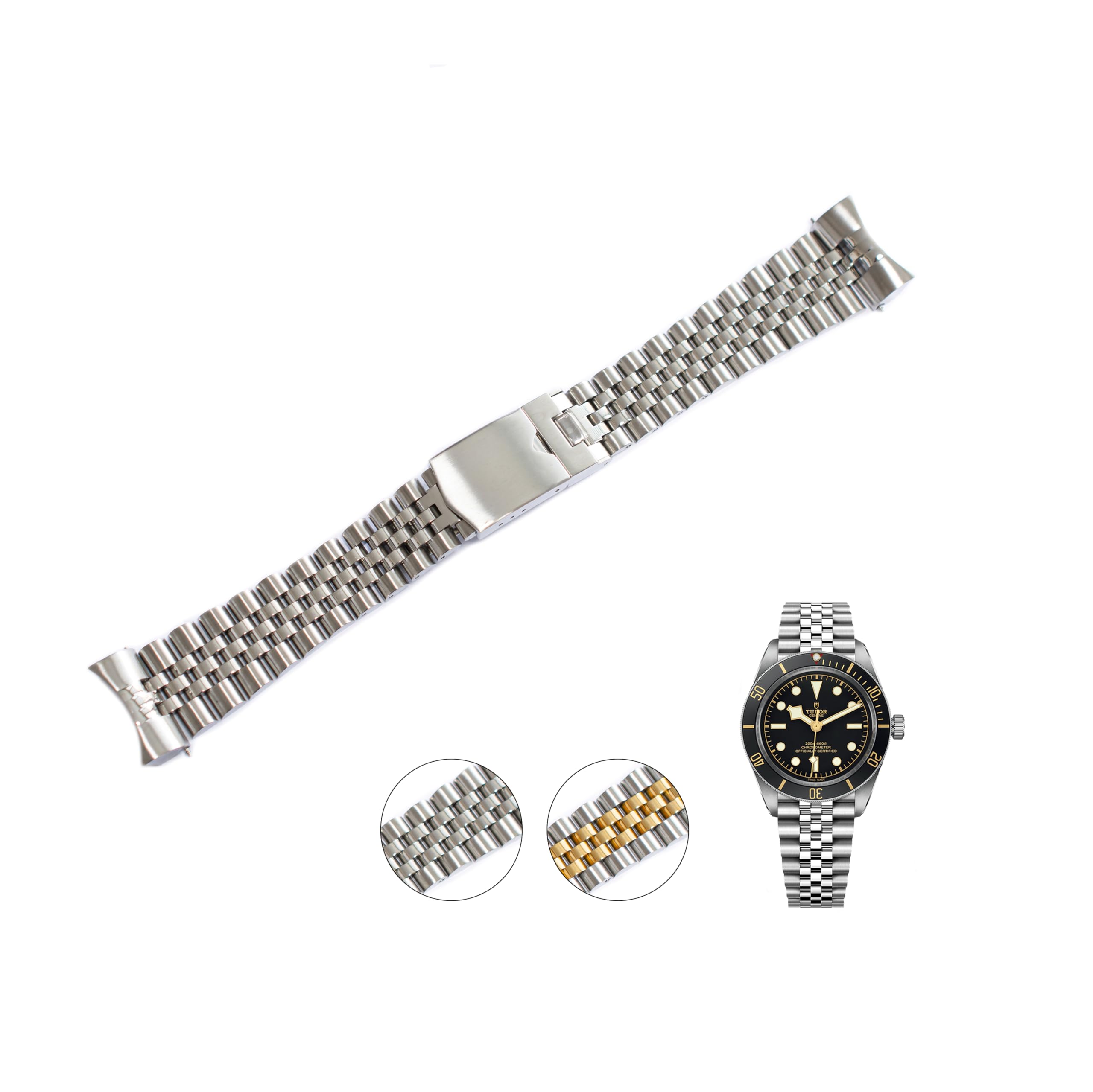 20mm Jubilee Bracelet Band For Tudor Black Bay 58 Watches, Replacement Jubilee Band For Tudor 58 Watches