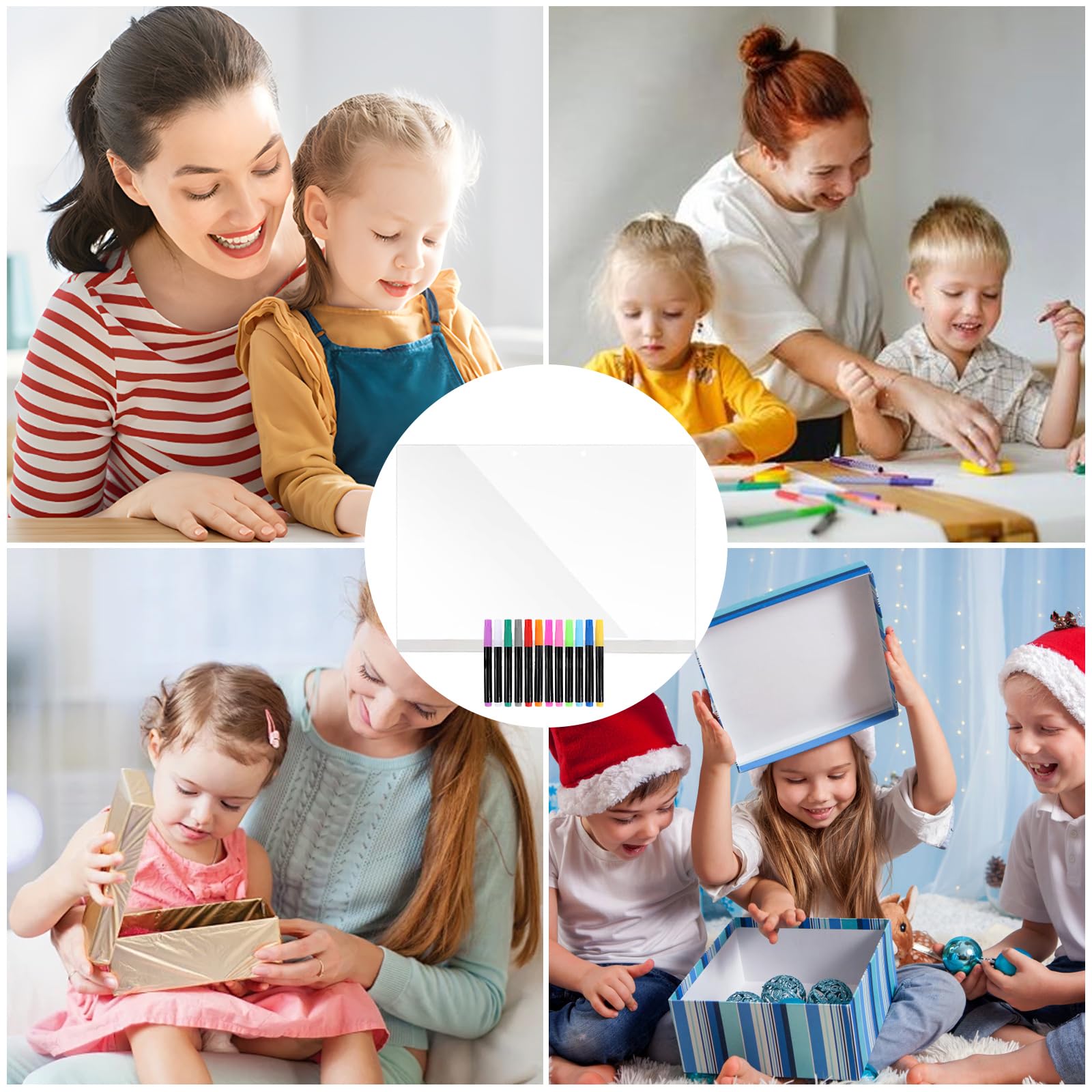 Tablero de Notas Acrílico Luminoso LED 35x25CM para Niños Oficina Escuela Café