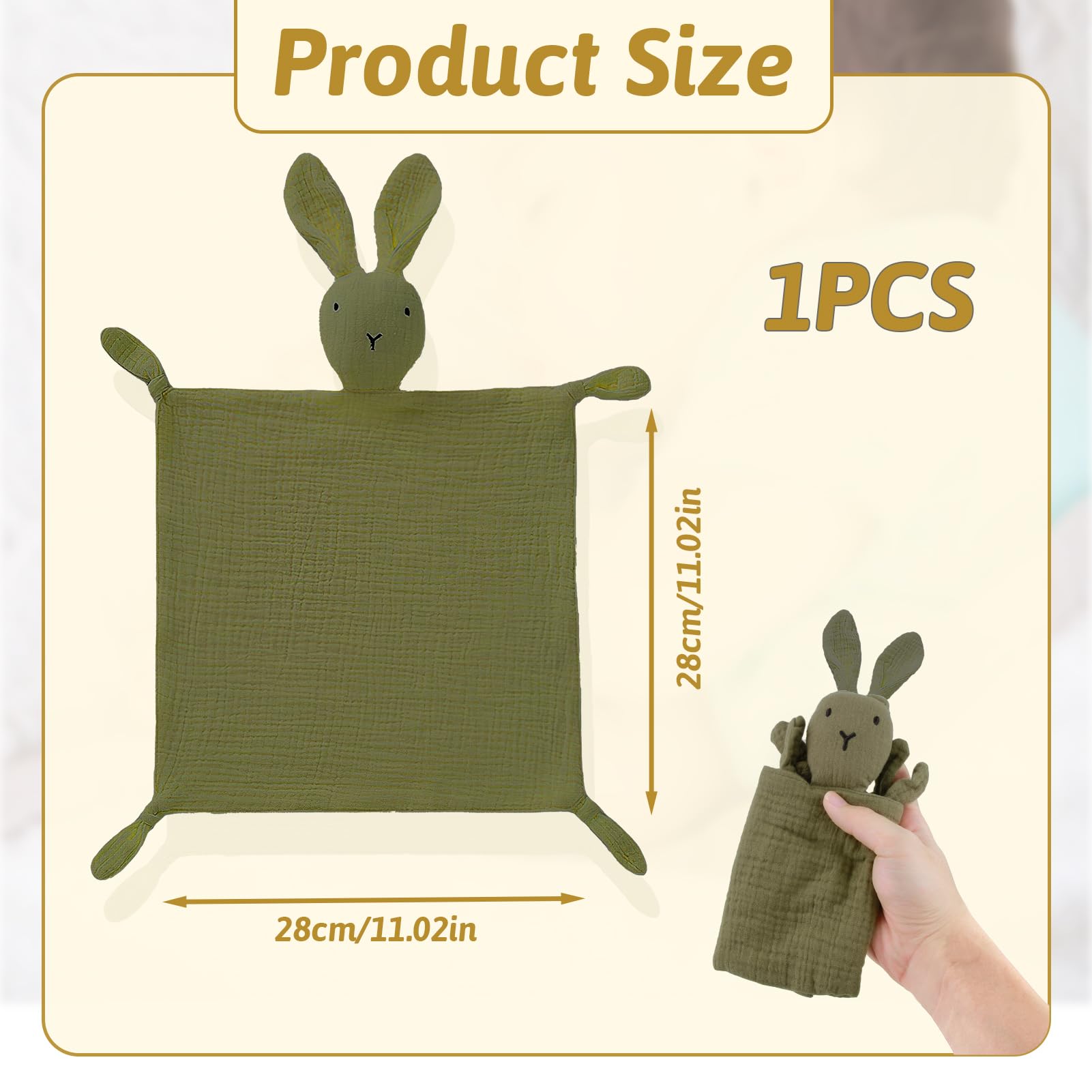 ORUZA Baby Comforters - Rabbit Baby Blanket for Infant Toddler Newborn Boys and Girls, Dark Green - Image 2