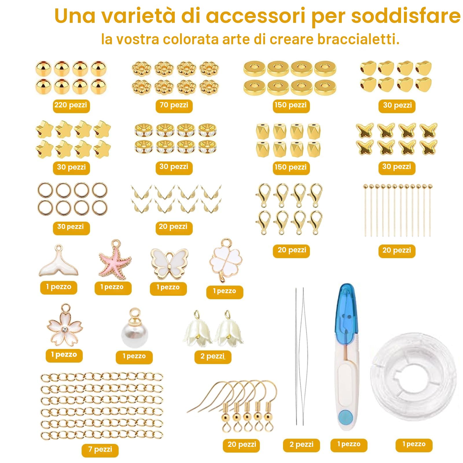 KAOHONG 1600pezzi Perline per Braccialetti Set perline per Gioielli Fai Da Te Perle per Bigiotteria Perline per Braccialetti Adulti Beads for Bracelets per la Creazione di Bracciali, Gioielli,Collane