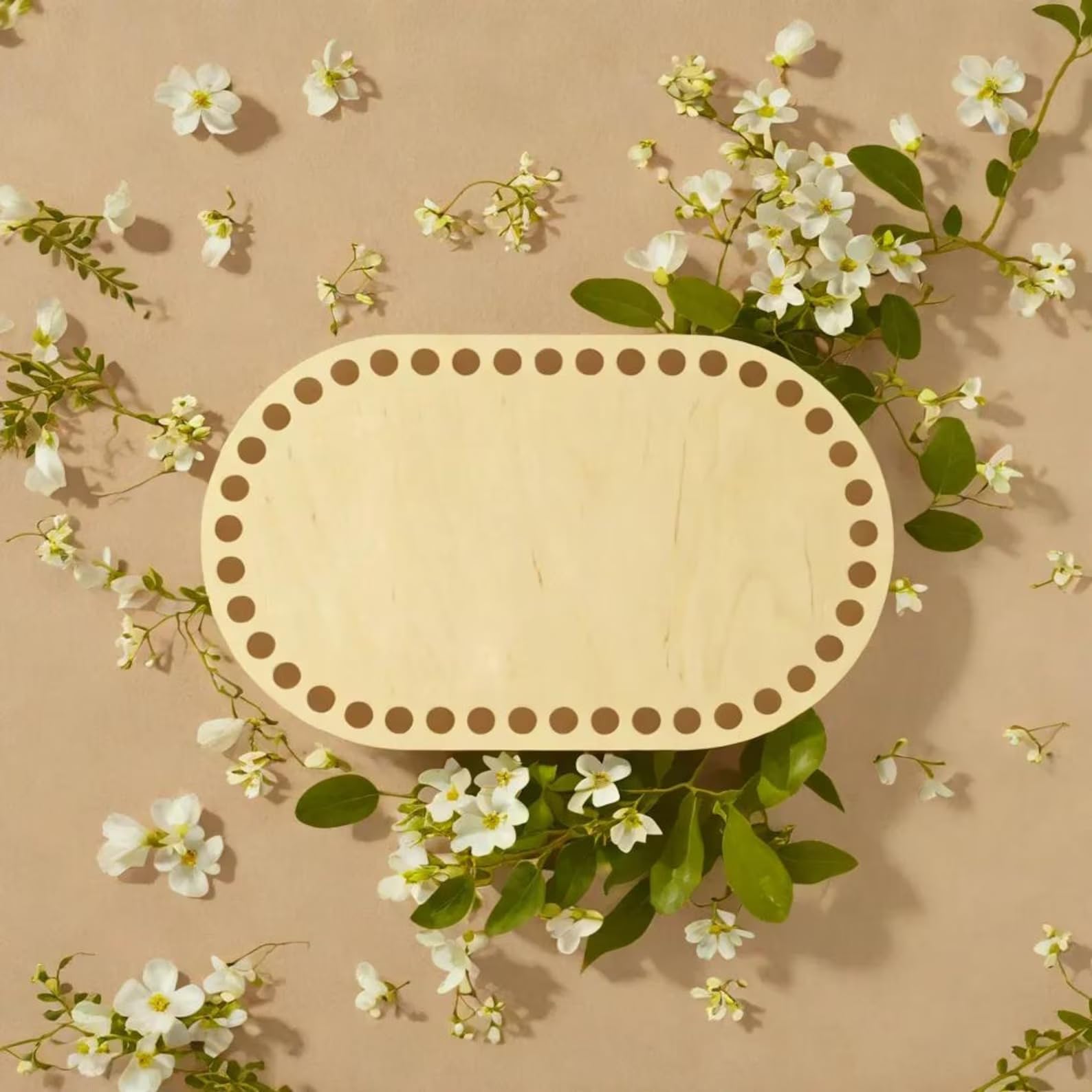 Curious Button Wooden Crochet Base Board for Basket Making | Oval Shape with Holes | Size: 10In Premium Pine MDF 2.7mm Thick | DIY Knitting, Macrame, Craft & Crochet Projects for Home Décor Set of 2 1