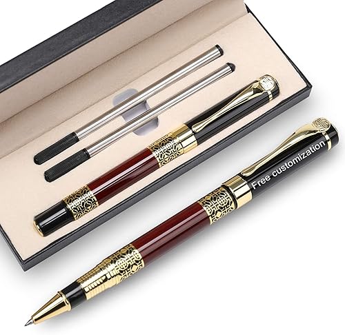 YIVONKA Bolígrafos personalizados personalizados con grabado gratuito bolígrafo con rodillo bolígrafo de recarga media tinta negra regalos
