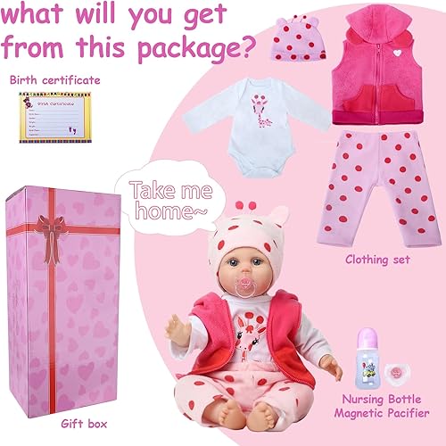 Miniatura 5 de Lucy - Muñeca de bebé Reborn de 22 pulgadas, linda muñeca de bebé realista de vinilo realista, de silicona Bebe con kit de alimentación, juguetes