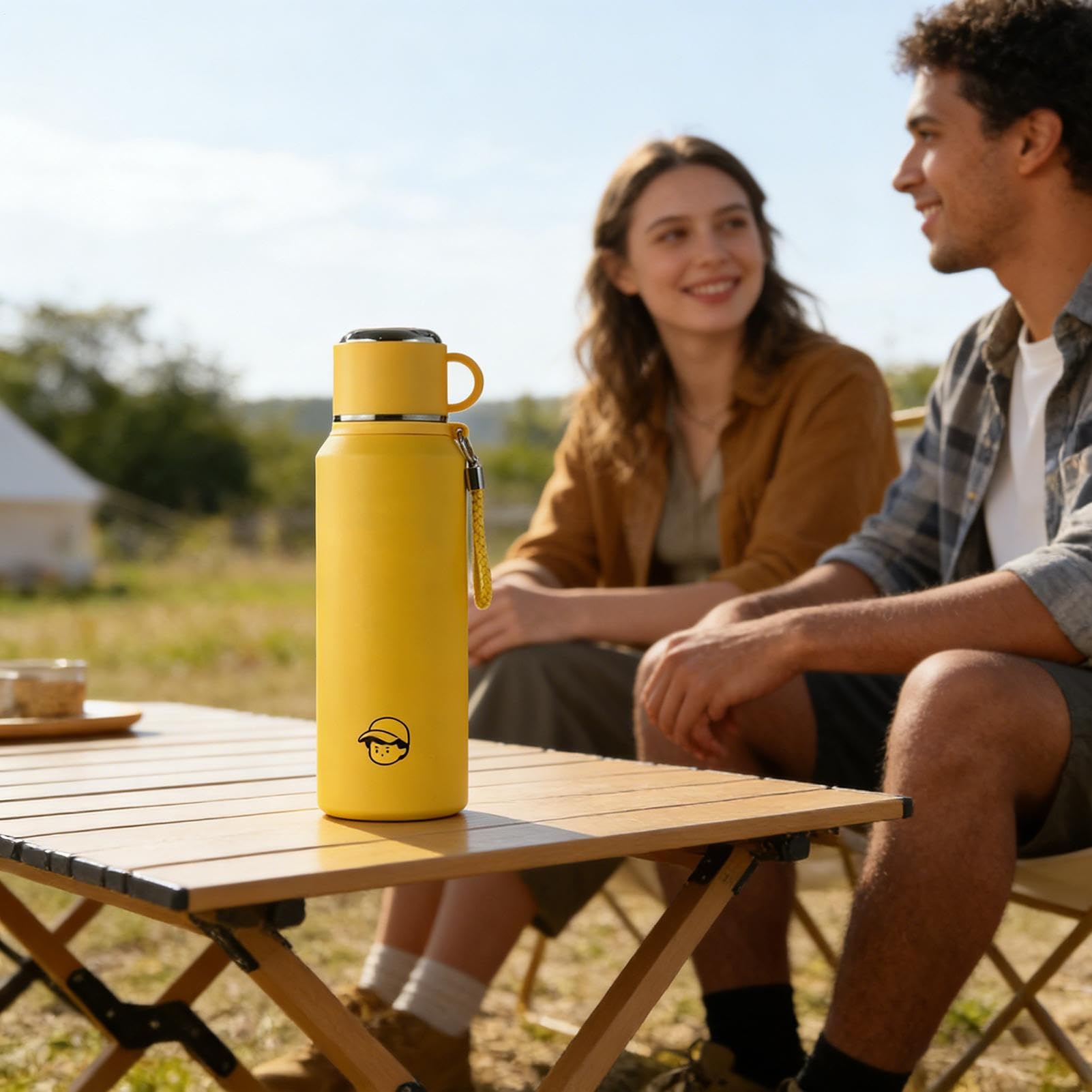 Thermo-Wasserflasche – 1000 ml Edelstahl-Vakuumbecher zum Warm- oder Kalthalten von Getränken, auslaufsicheres Design mit Strohhalmdeckel, Reise-Trinkflasche für Radfahren, Angeln, Büro, Picknick, Sch