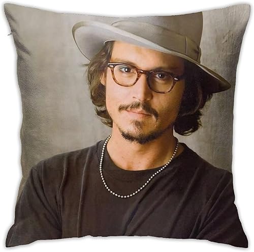 Johnny Depp - Fundas de almohada suaves y cómodas con protectores de almohada con cremallera, 18 x 18 pulgadas