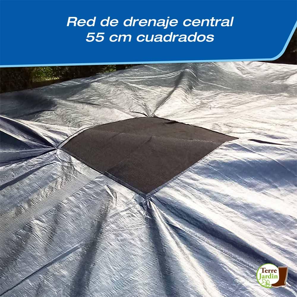 TERRE JARDIN - Cubierta de Invierno para Piscinas 8,5 x 4,5 m - Cubierta Rectangular para Piscinas 8 x 4 m - Cubierta Resistente 140 g/m², Polietileno - Ojales de Aluminio más Patas de fijación