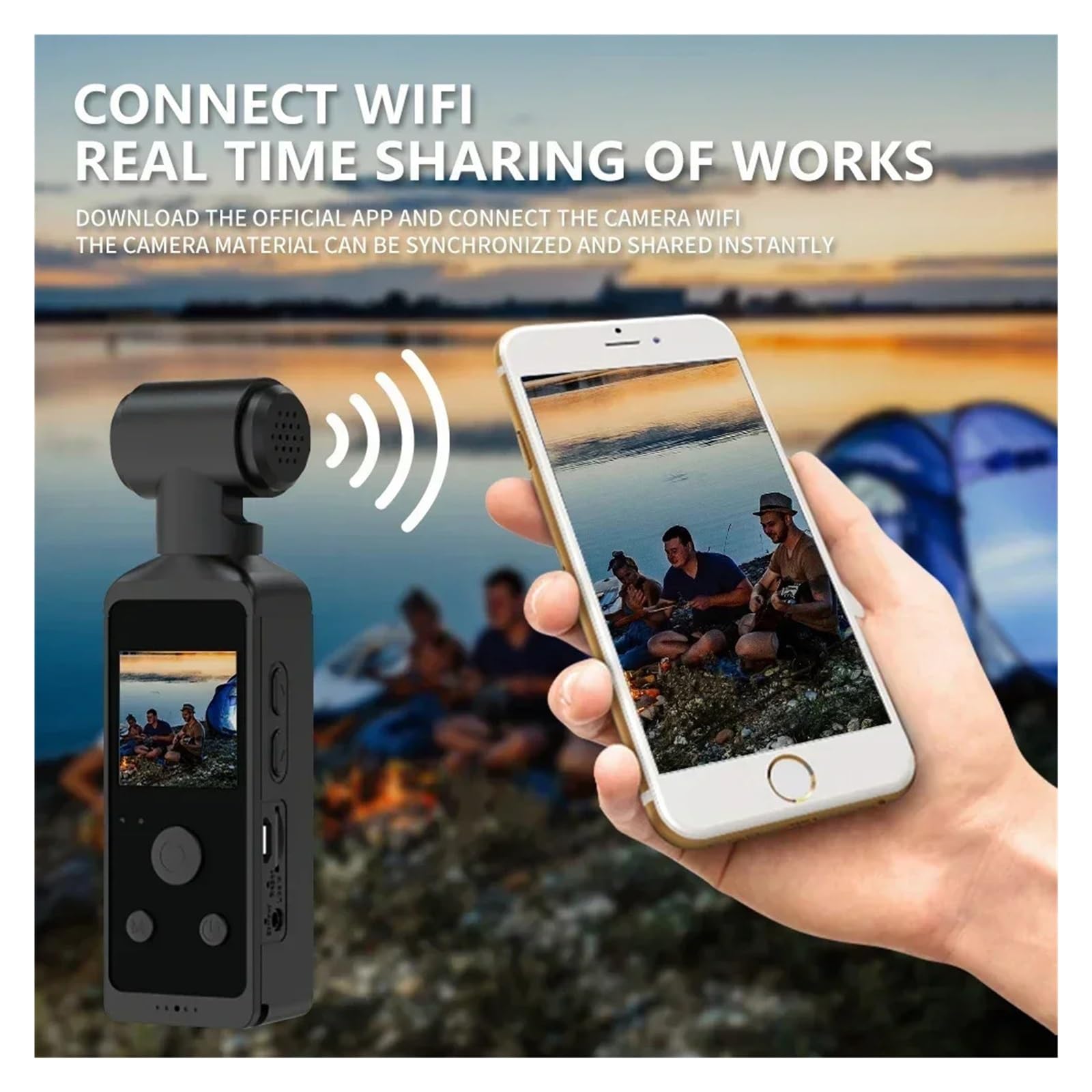 Videocamera tascabile 4K Ultra HD Girevole a 270° Vlog Wifi Mini Cam sportiva Custodia impermeabile Casco da viaggio Registratore for conducente di bicicletta