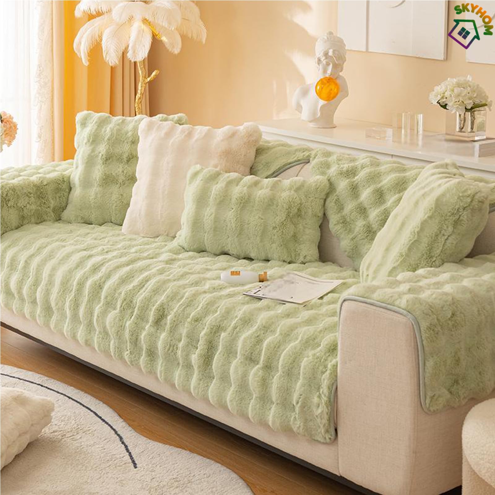 Housse de Canapé Peluche en Fausse Fourrure 1 2 3 4 Places Housse de Canapé AntidéRapante Chaude et Douce Protection de Canapé Contre Les Griffures de Chien et Chat