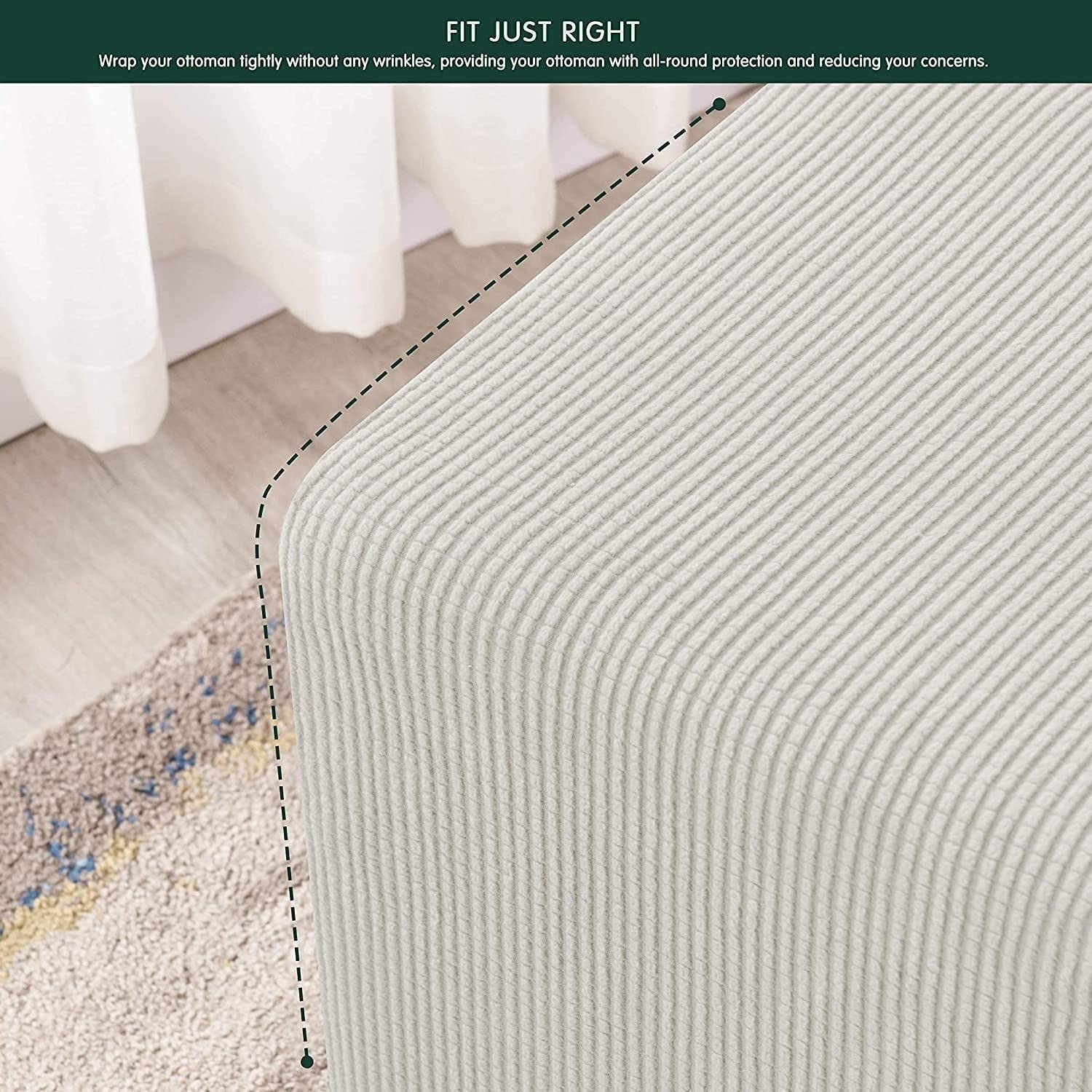 Copri Pouf AQIGR - Fodera Elasticizzata 40x40 Cm, Per Poggiapiedi Quadrati O Rotondi, Design Moderno - Foto 9