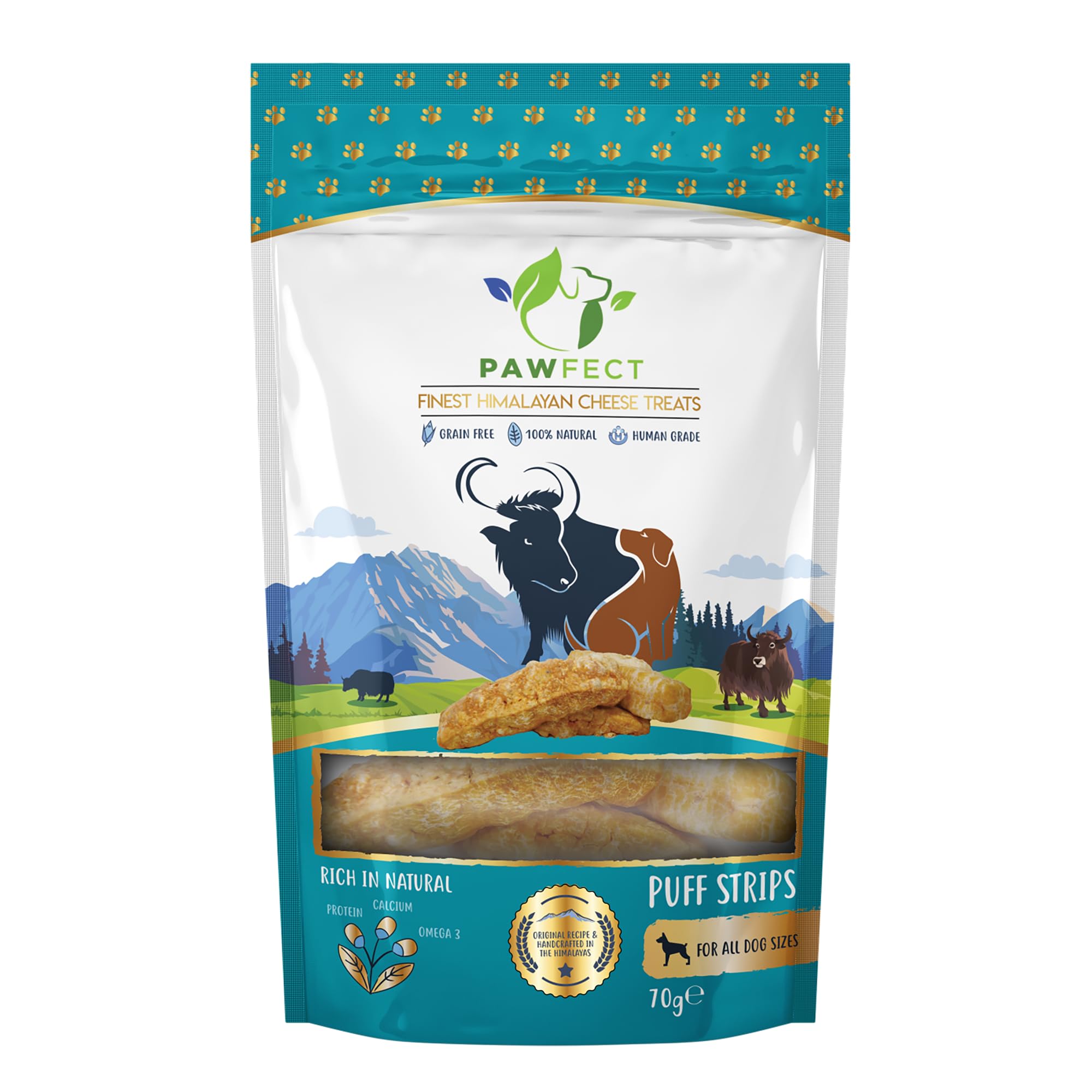 Himalayan Cheese Puffed Strips (70g) Yak Cheese Dental Chews for Dogs | Supports Digestion | Healthy Veg Dog Treats | Pawfect Treats