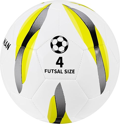 Low Bounce Futsal Ball Size 4, Professional Indoor Soccer Ball with Reinforced Stitching & TPU Cover for Training, Games, Competition - Durable