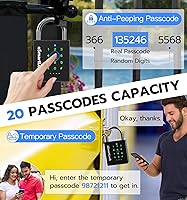 Vista 7 de eLinkSmart Candado inteligente resistente con llave, bloqueo de almohadilla con teclado de código, resistente a la intemperie, Bluetooth RFID