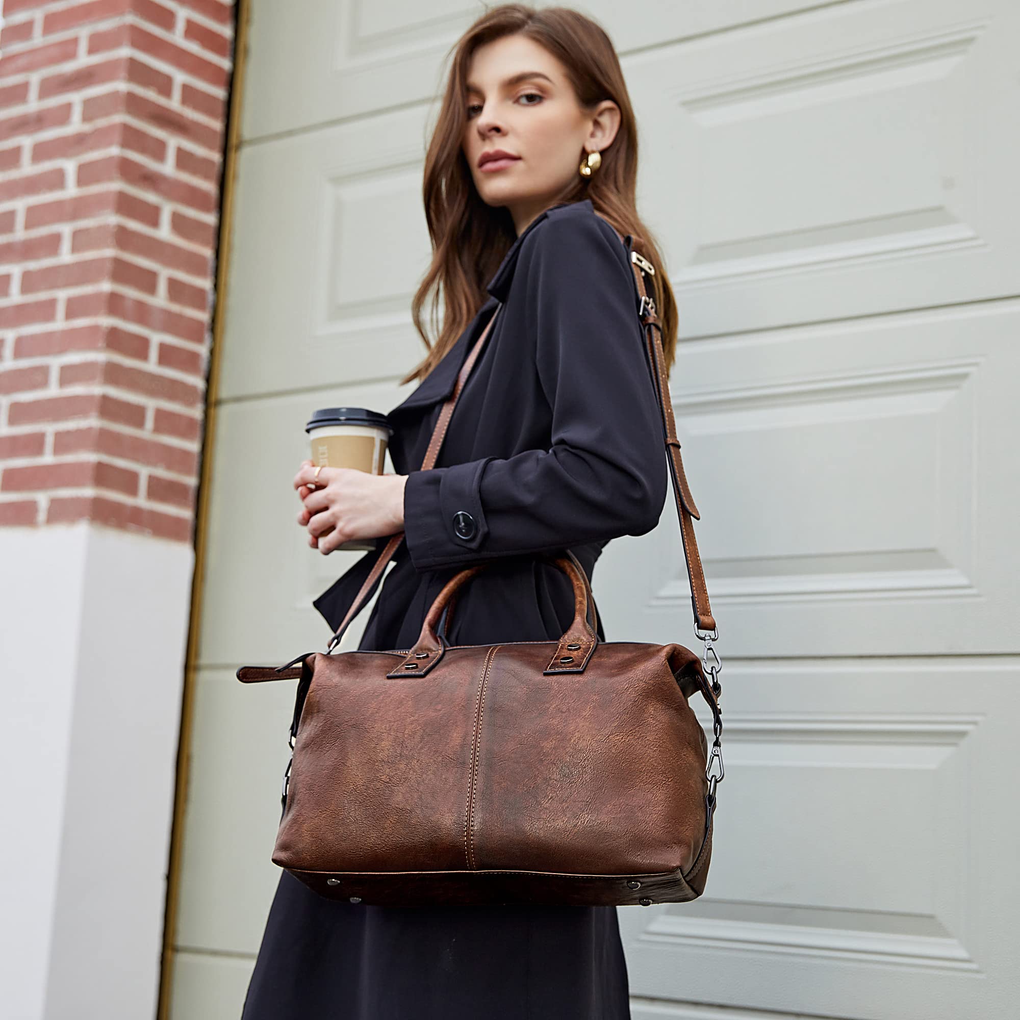 Iswee Genuine Leather Satchel Tote Bag Top Handle Handbag Satchel Purses Top Handle Handbag Designer