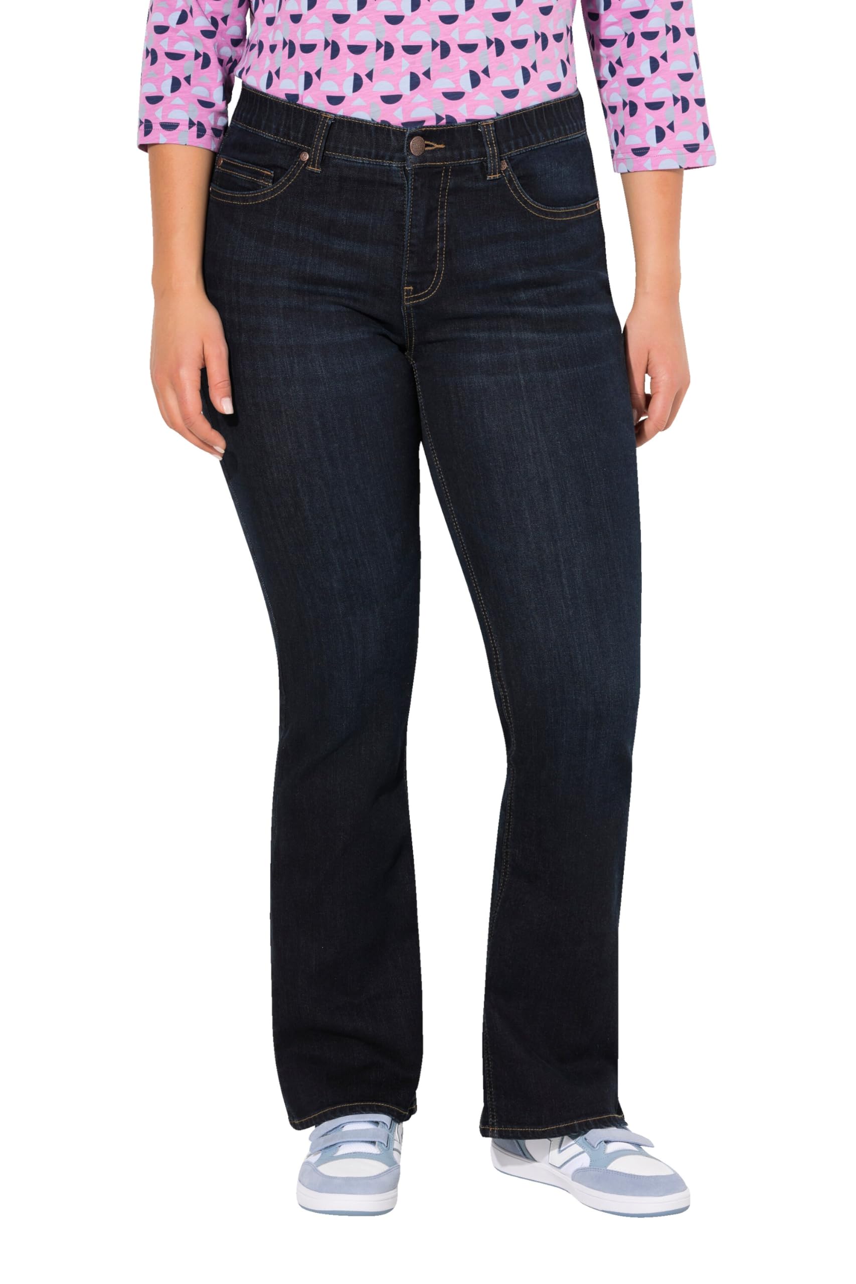 Ulla Popken Damen große Größen Übergrößen Plus Size Bootcut-Jeans Marie, weites Bein, 5-Pocket-Schnitt 830077