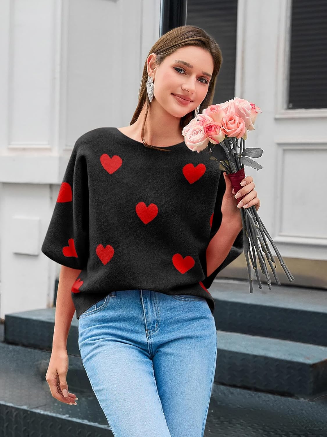 Cicy Bell Womens Half Sleeve Sweaters Oversized Boat Neck Knitted Pullover Sweater Trendy Casual Loose Fit Fall Tops - Image 2