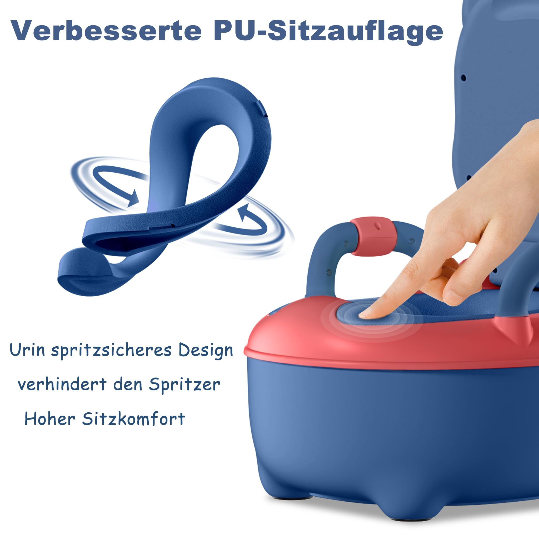 YRHome Vasino Per Bambini Con Schienale A Forma Di Ranocchio – Morbido E Sicuro (Tipo A, Colore Blu)