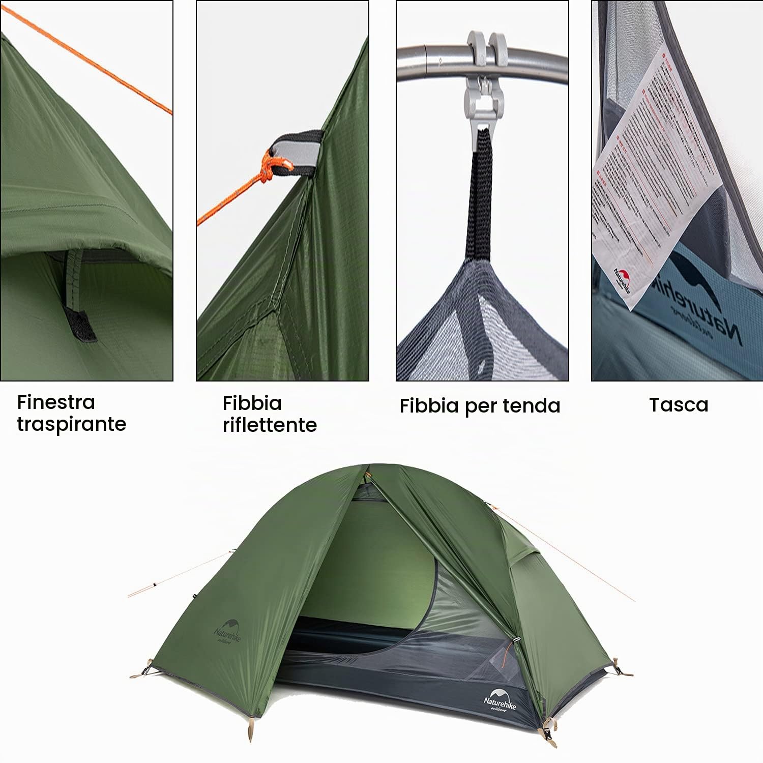 Naturehike tenda da campeggio 1 posto,Ultraleggera doppio strato prevenire la condensa,Leggera trekking,Impermeabile per esterno,Facile da Installare per attività all'aperto,Festival