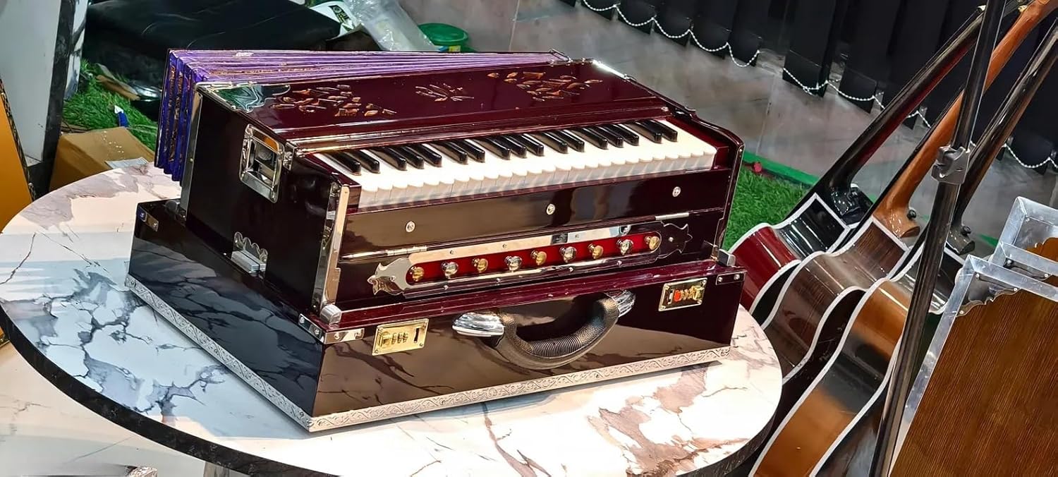 NamasteHimalayas Professional 2-Reed 3.5 Octave Premium Harmonium Bass Male Model With Soothing Sound, Best for Yoga, Kirtan, Sound Healing Therapy, Meditation, Events, Concerts