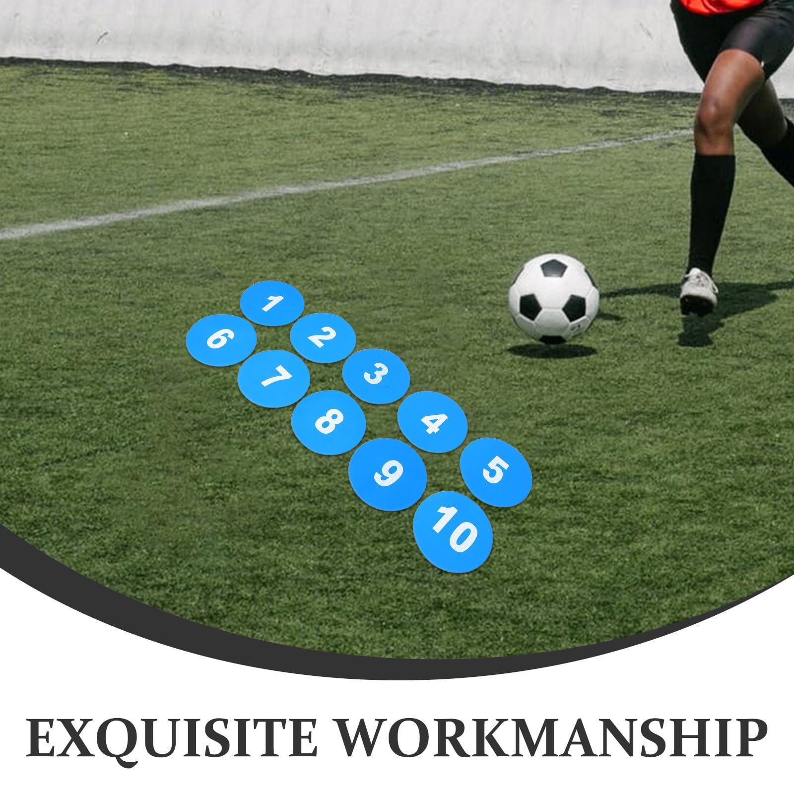 Marcadores de Fútbol Azul Antideslizantes de TPE para Entrenamiento de Velocidad y Agilidad Base Grande Adultos, Pack de 10 Unidades