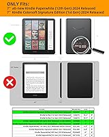 Vista 2 de WALNEW Stand Case for 7-inch Kindle Paperwhite 12th Generation (2024 Released) and Kindle Colorsoft Signature Edition, Two Hand Straps Shell PU