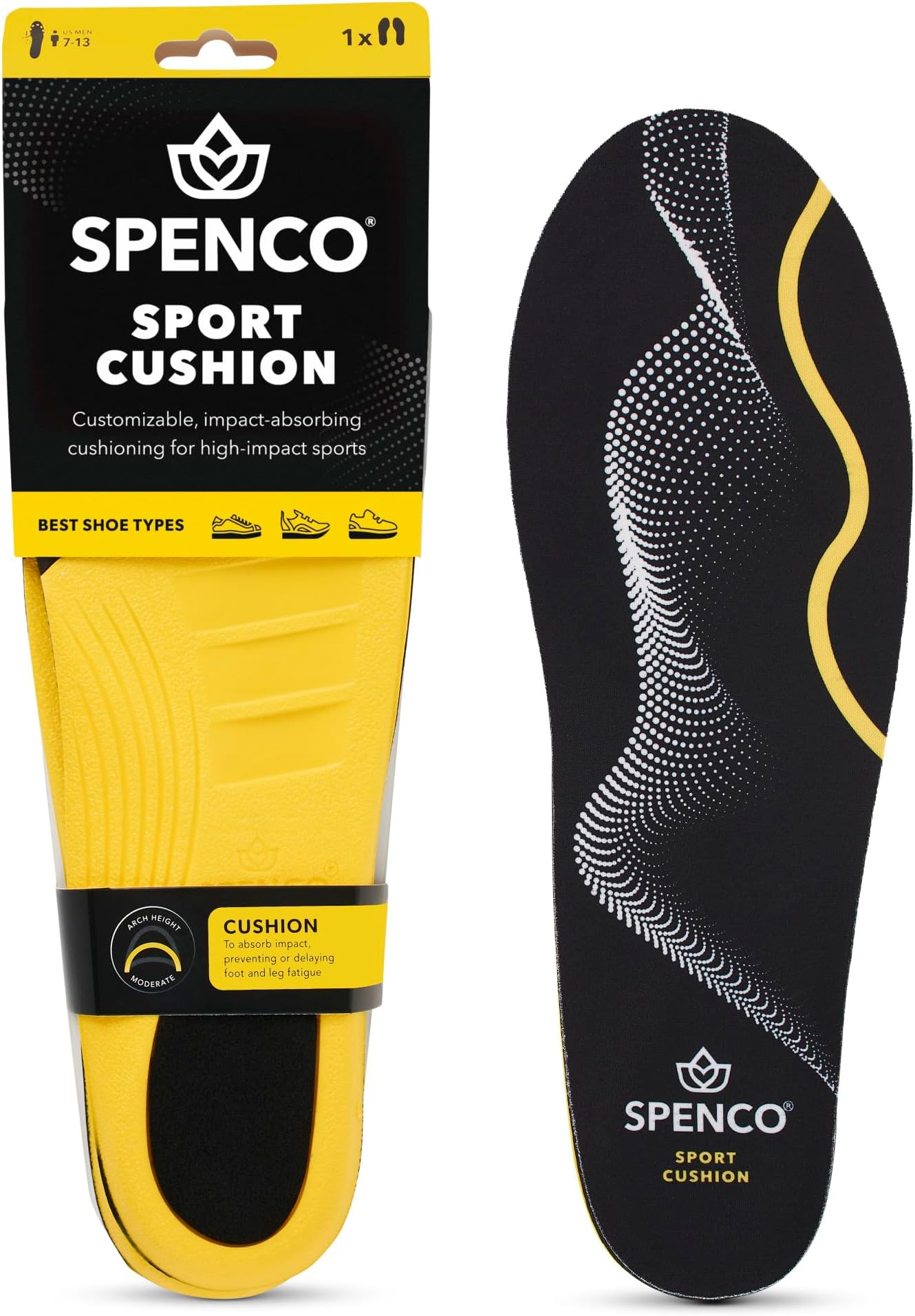 Spenco Sport Cushion Insole, Trim to Fit, Men's 7-13 / Women's 5-11